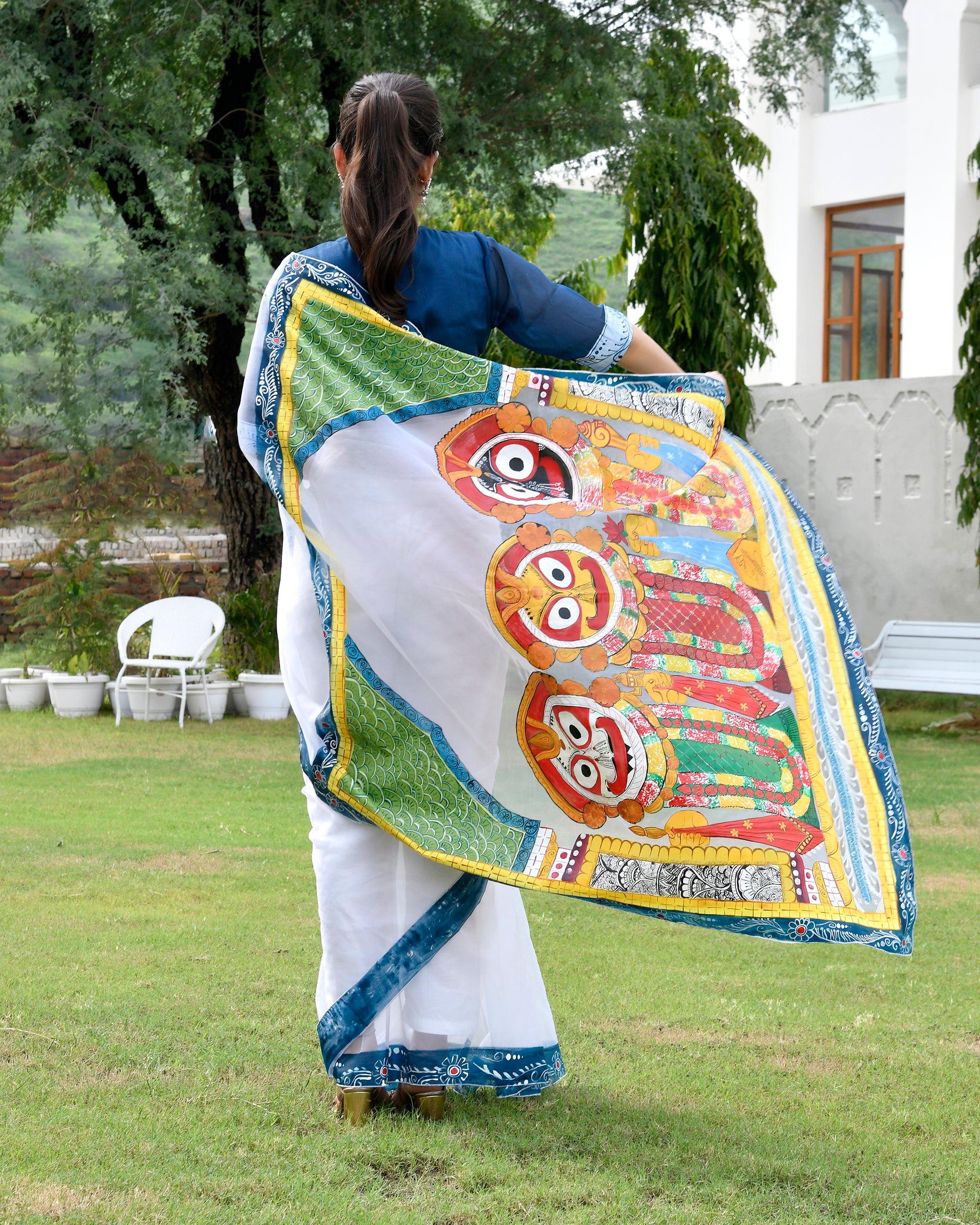 Beautiful Handpainted Organza Saree