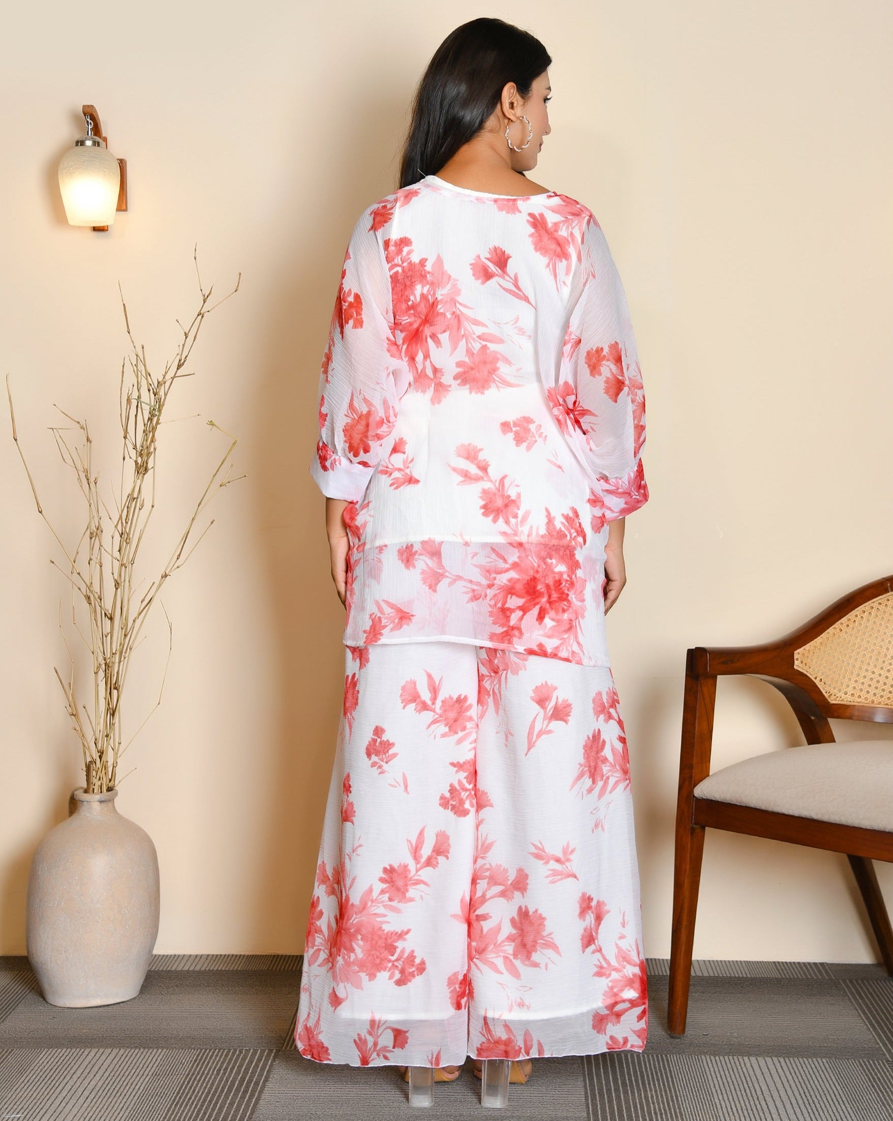 Birdie White Floral Cord Set