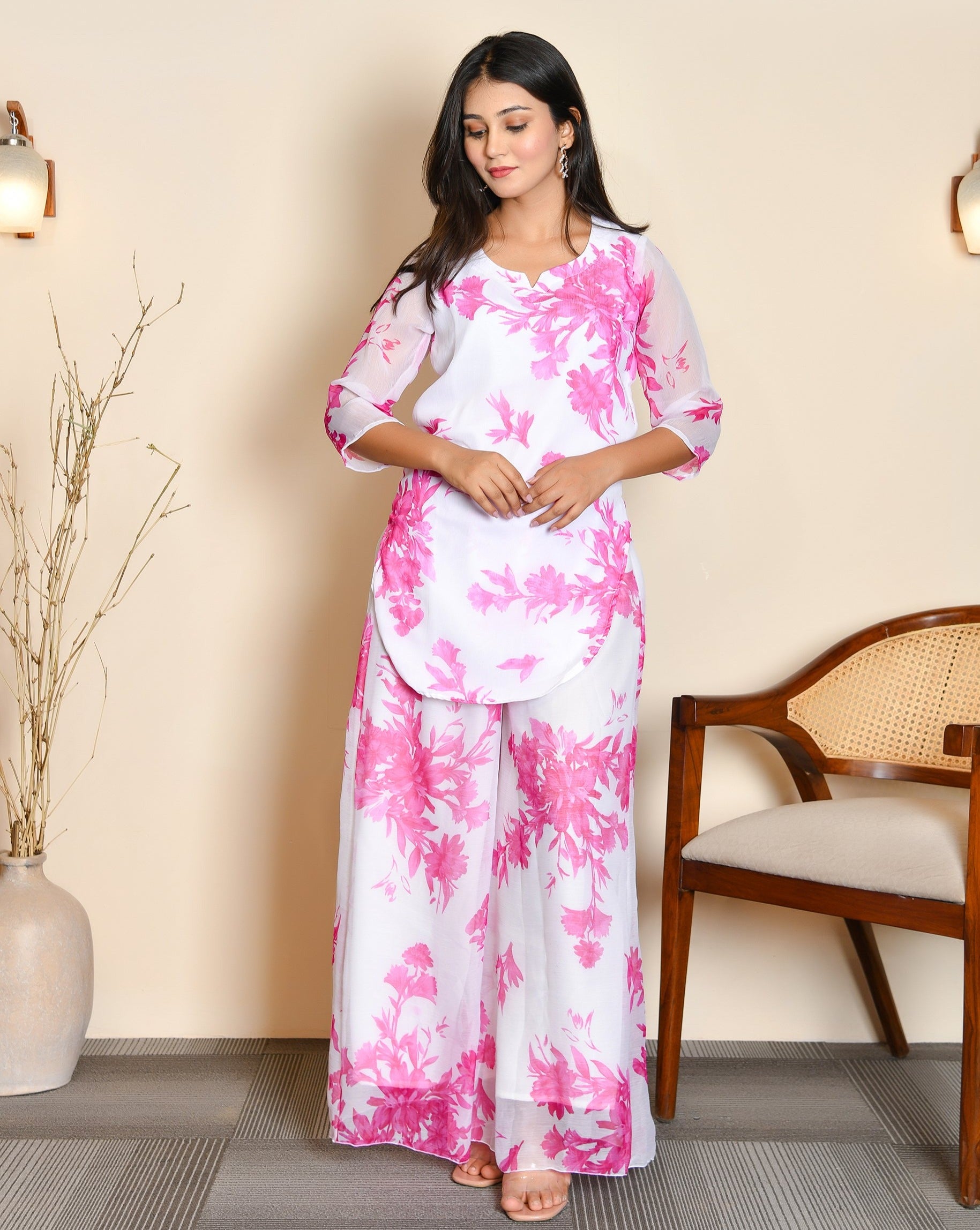 Angelina Pink Floral Cord Set