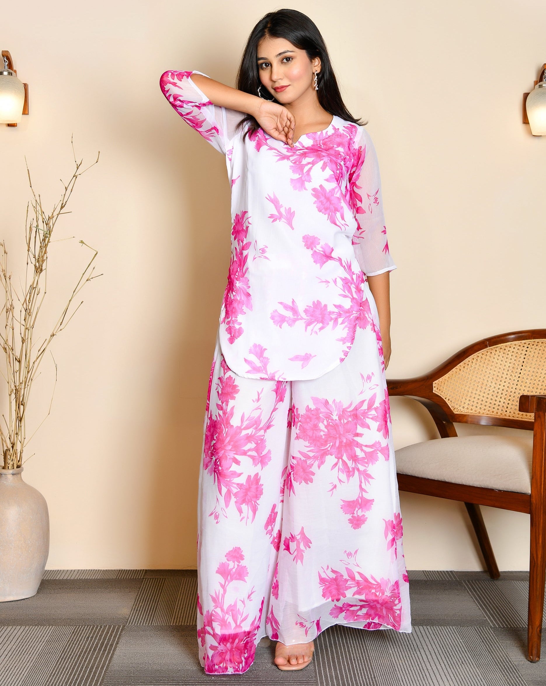 Angelina Pink Floral Cord Set