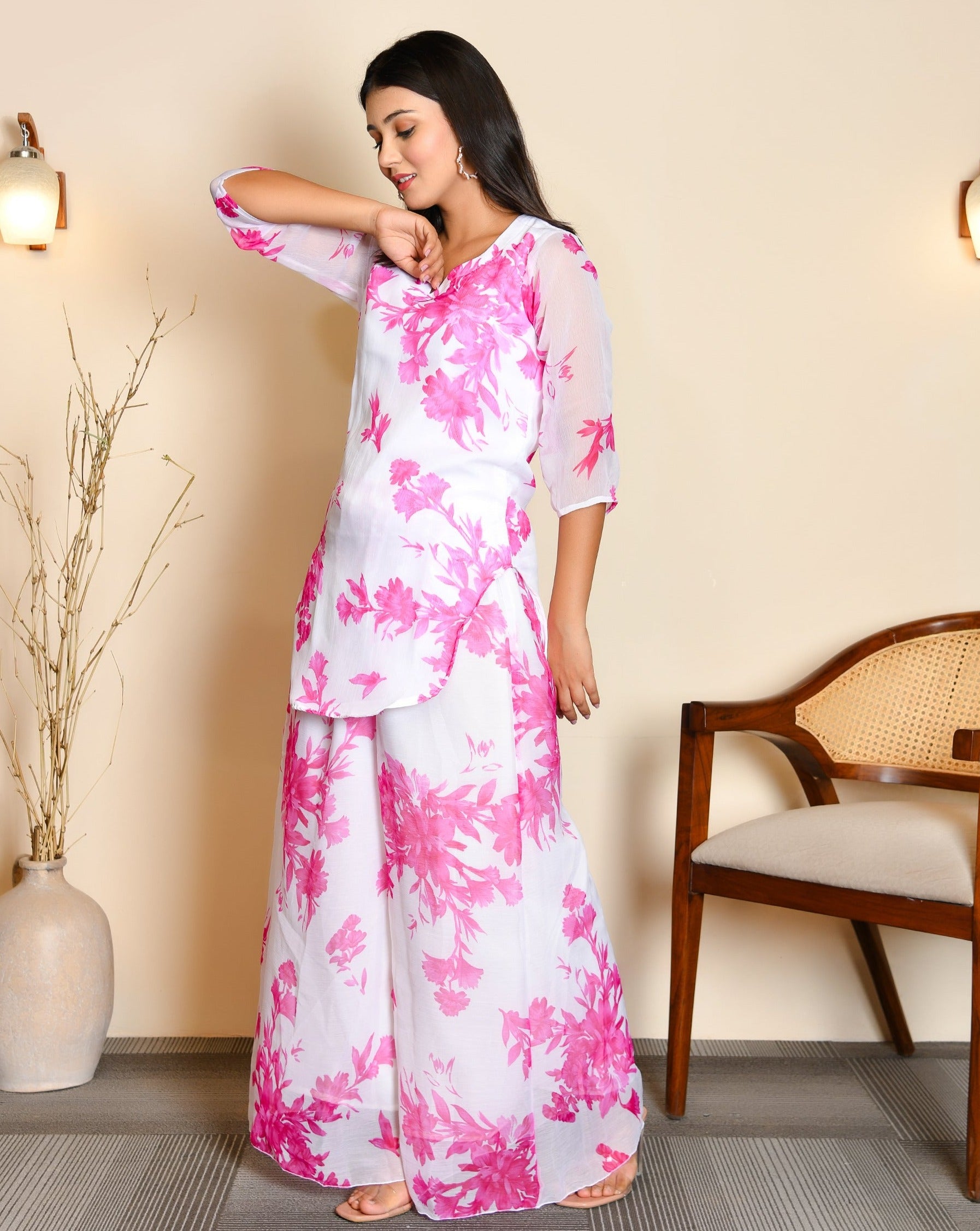 Angelina Pink Floral Cord Set