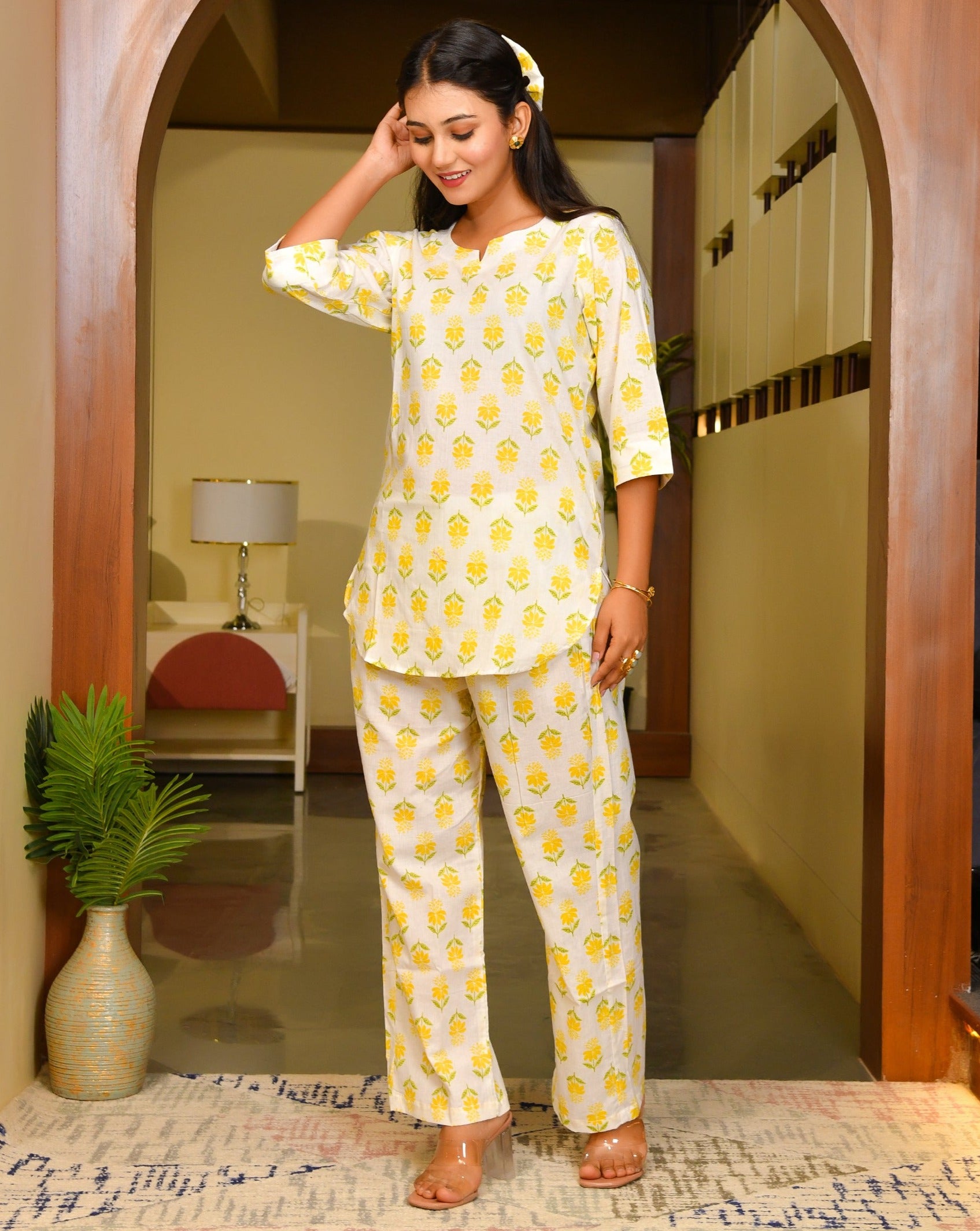 Lemon White Cotton Cord Set