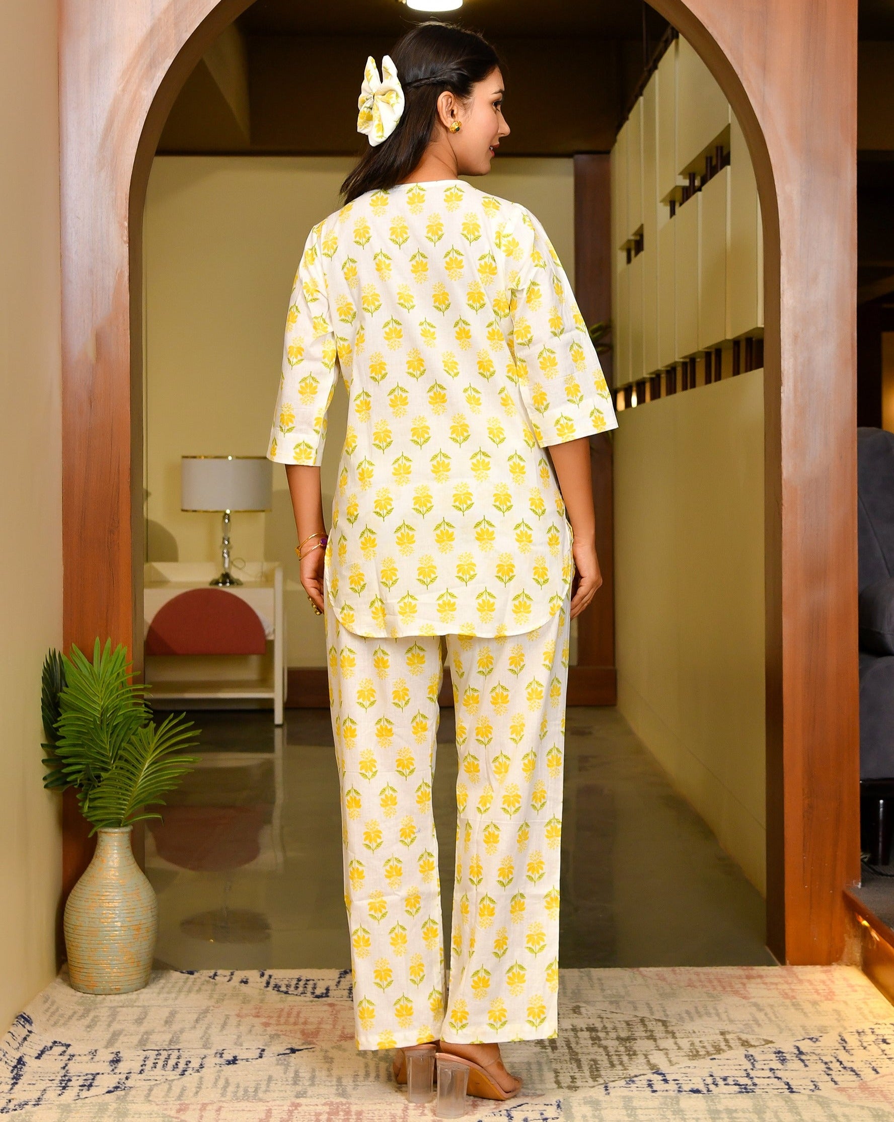 Lemon White Cotton Cord Set