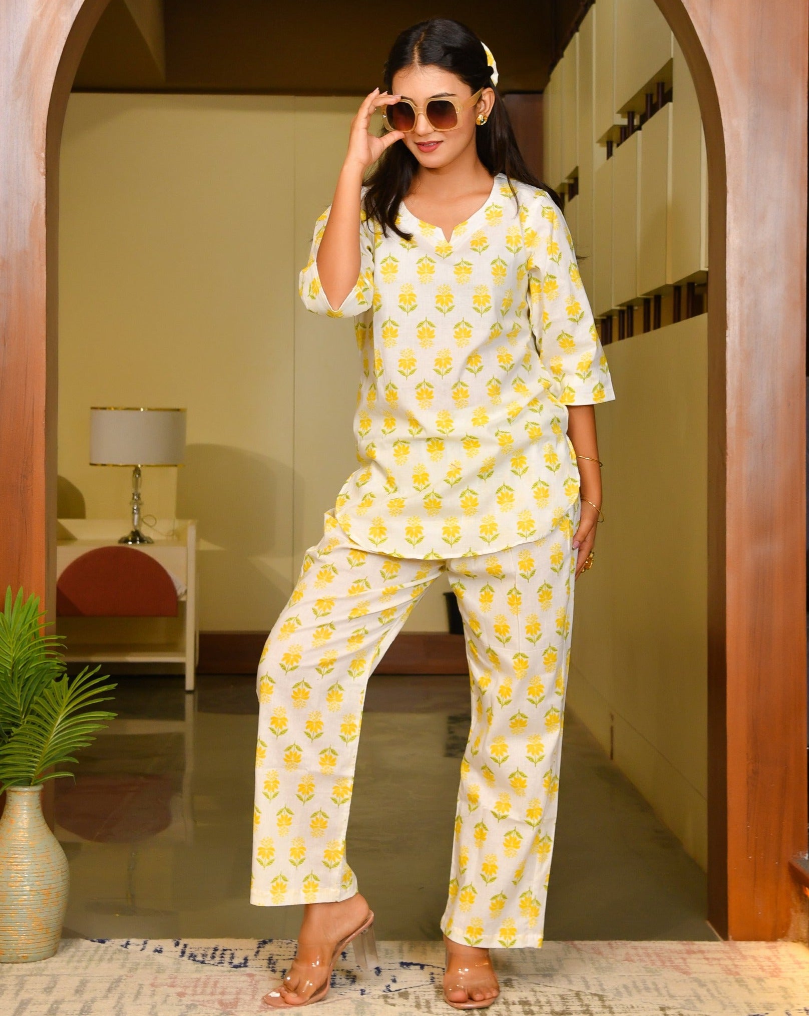 Lemon White Cotton Cord Set