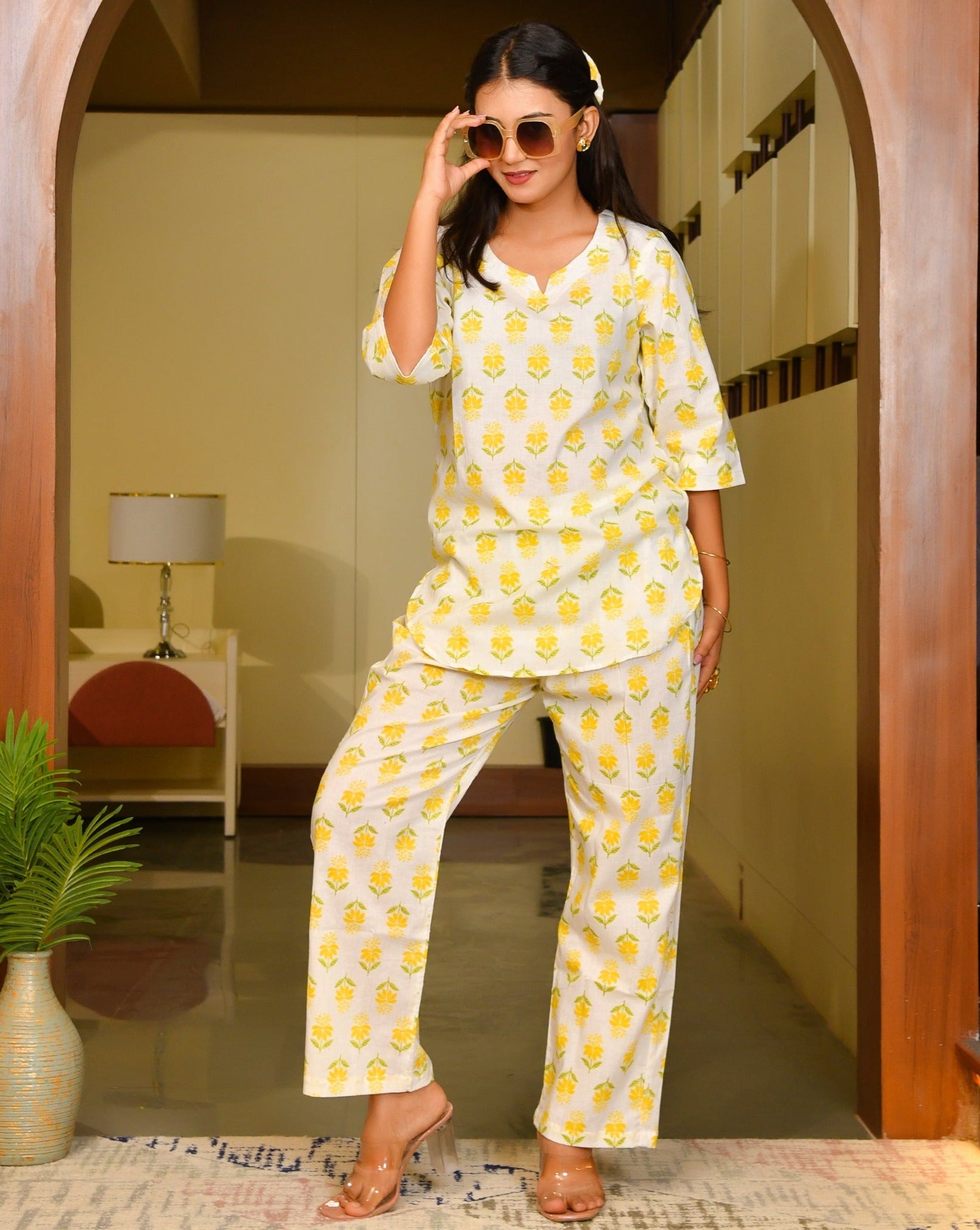 Lemon White Cotton Cord Set