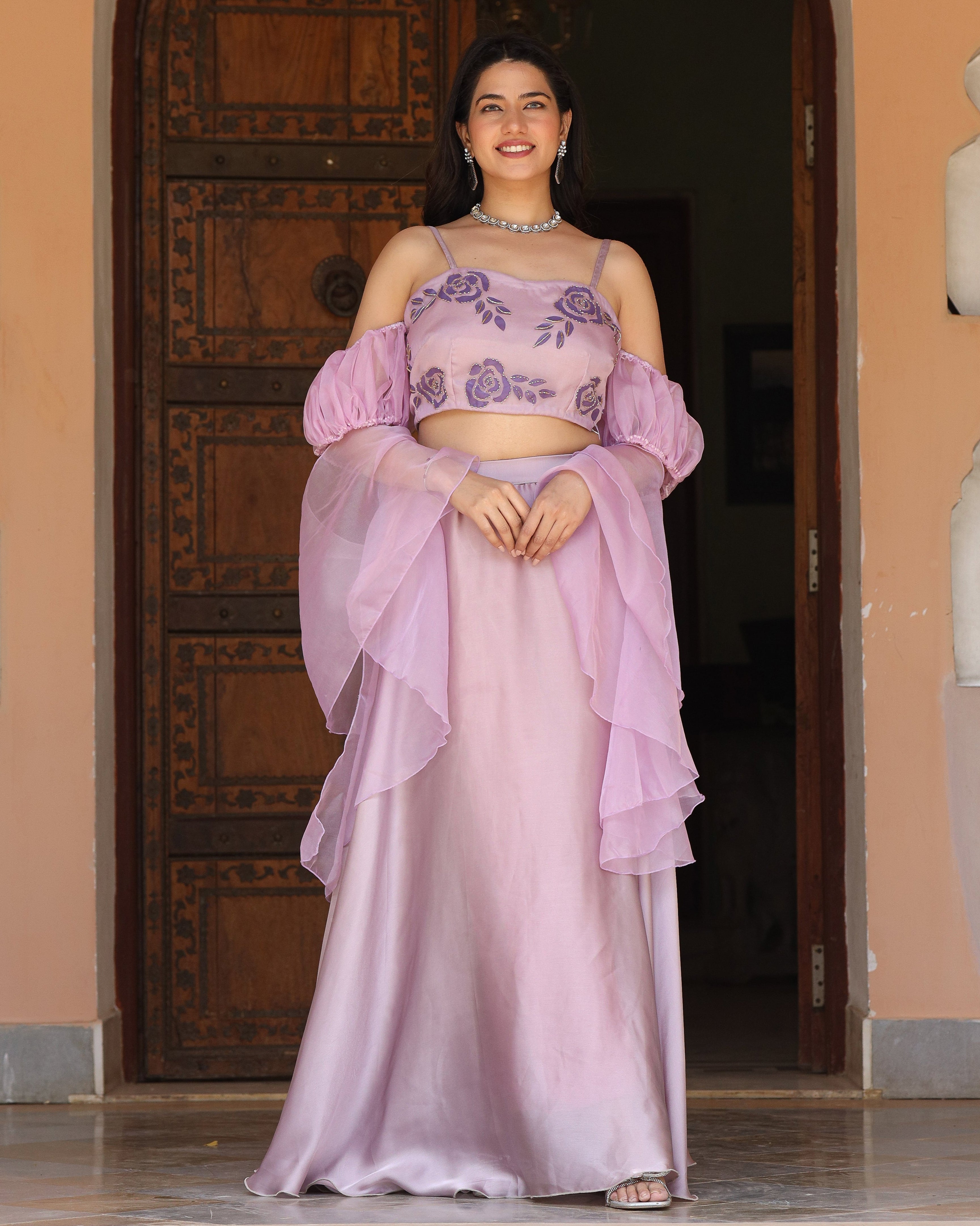 Laila Lavender Handpainted Lehenga Set