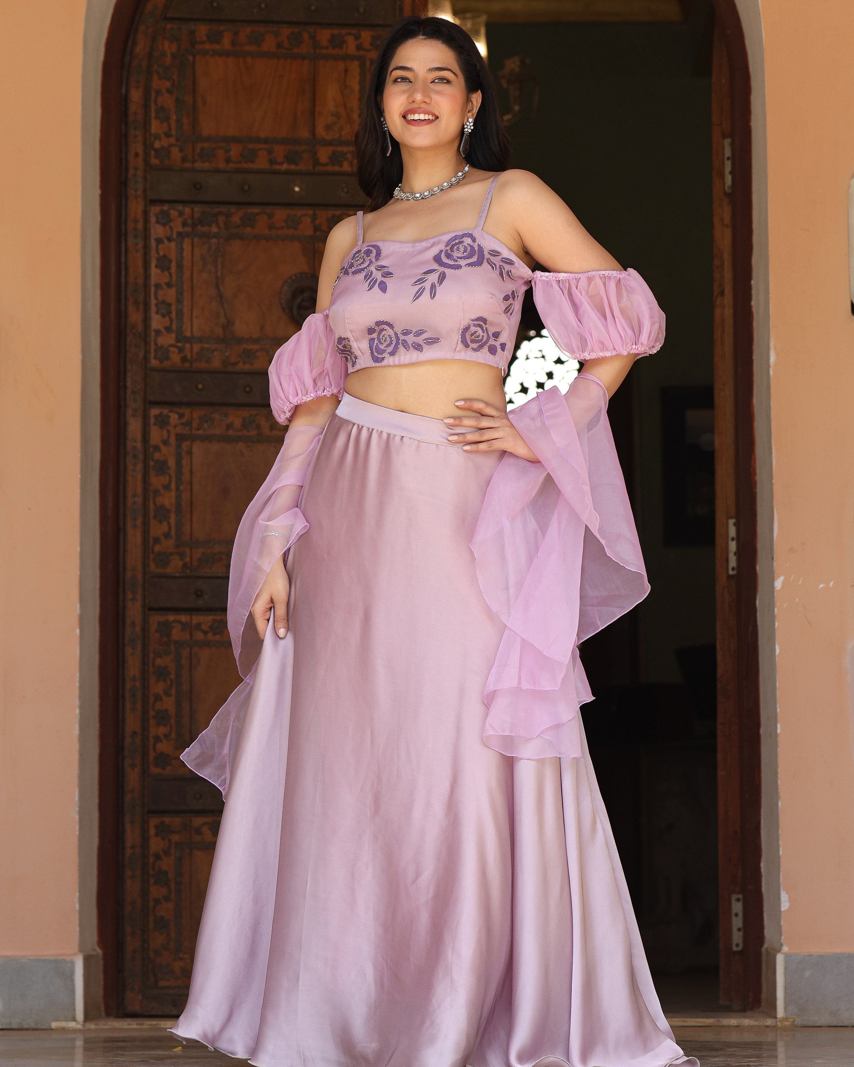Laila Lavender Handpainted Lehenga Set