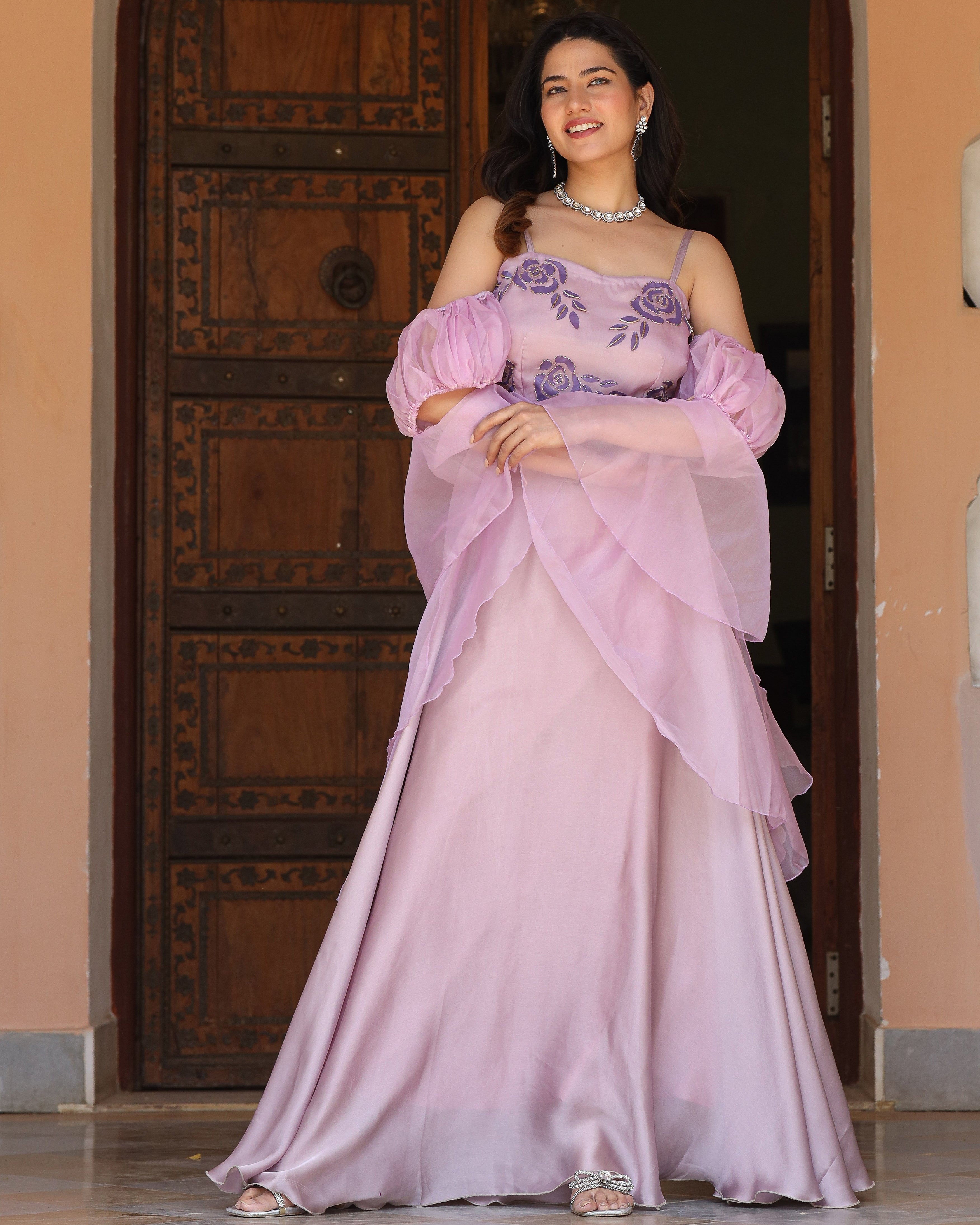 Laila Lavender Handpainted Lehenga Set