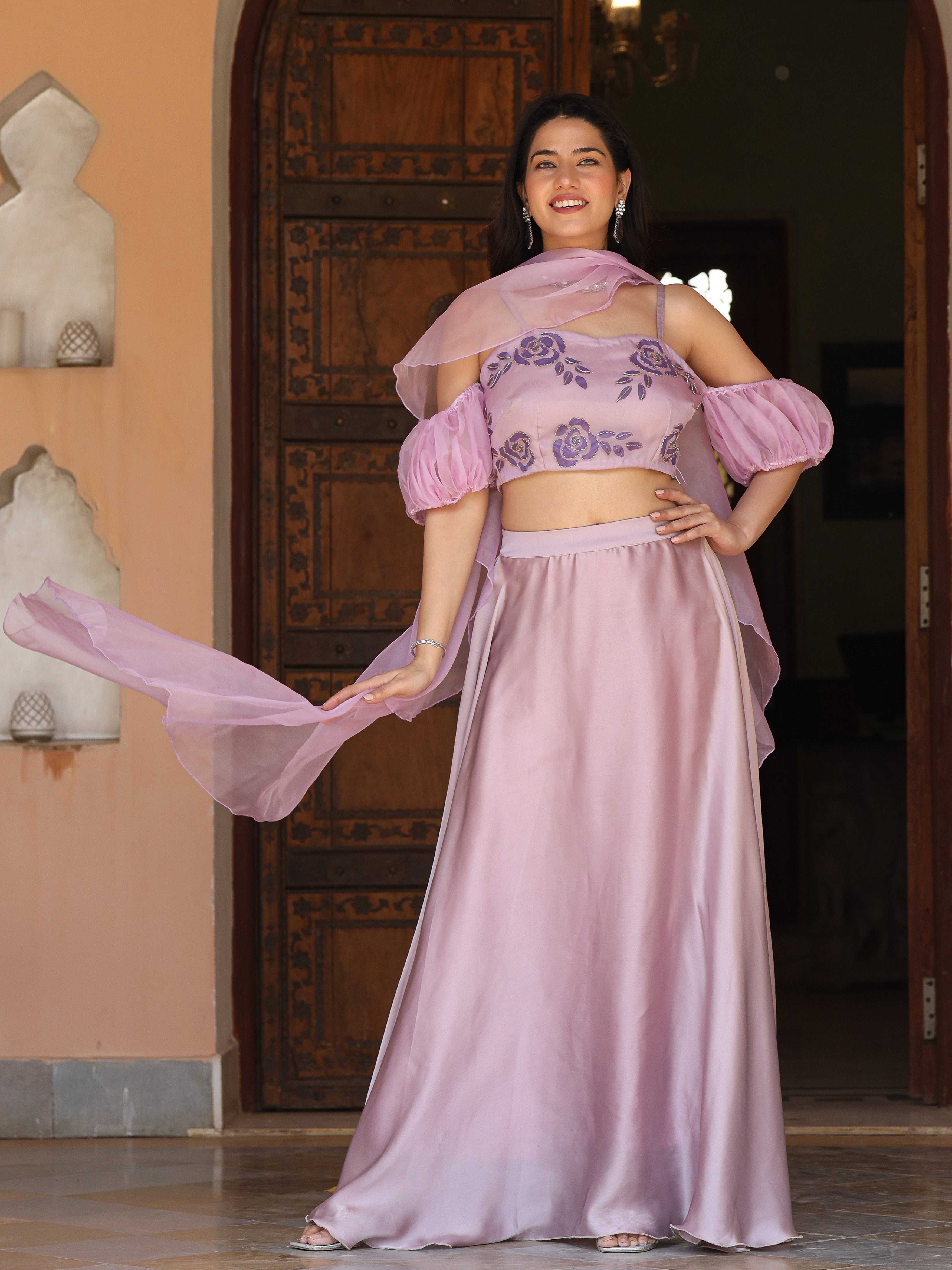 Laila Lavender Handpainted Lehenga Set