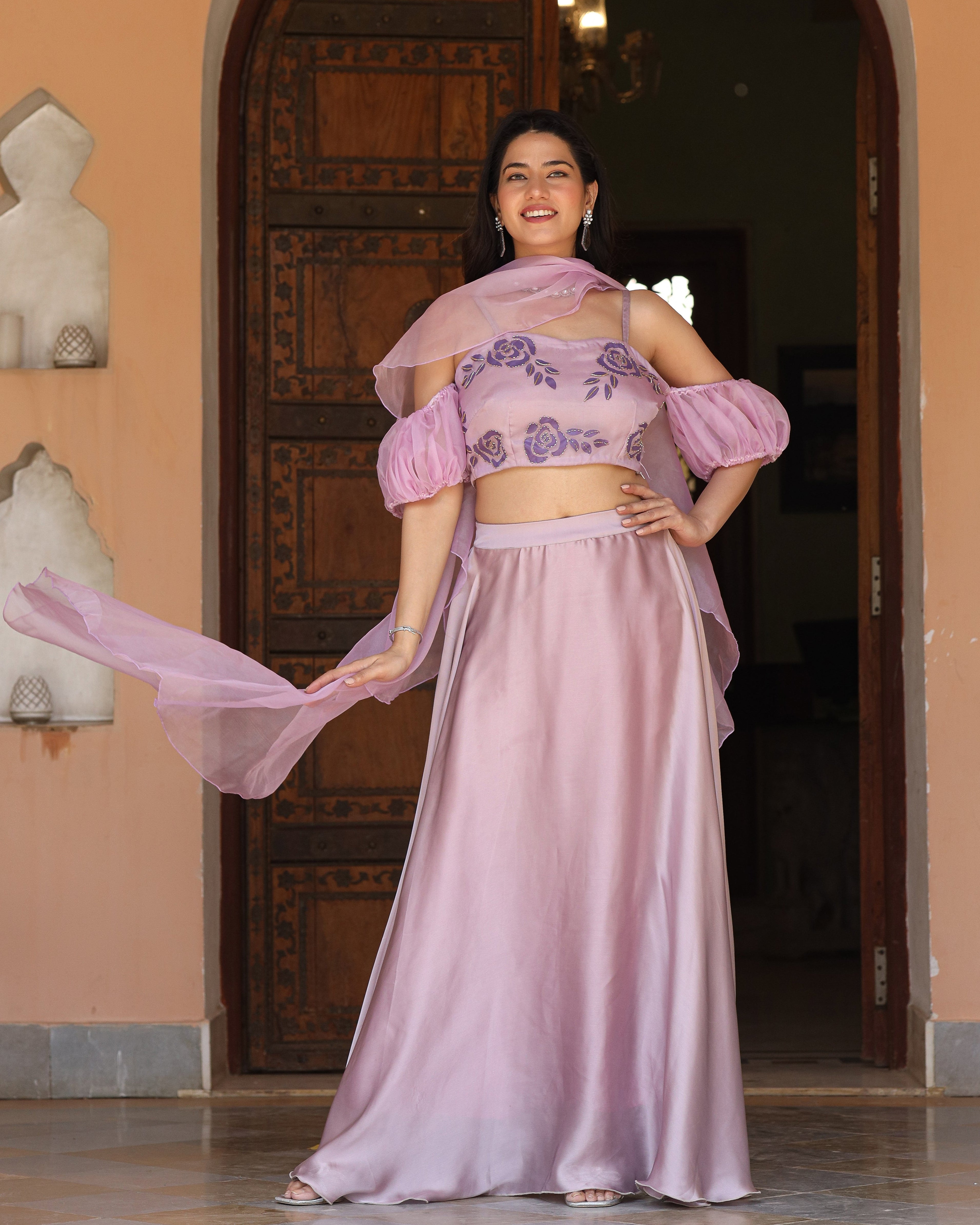 Laila Lavender Handpainted Lehenga Set