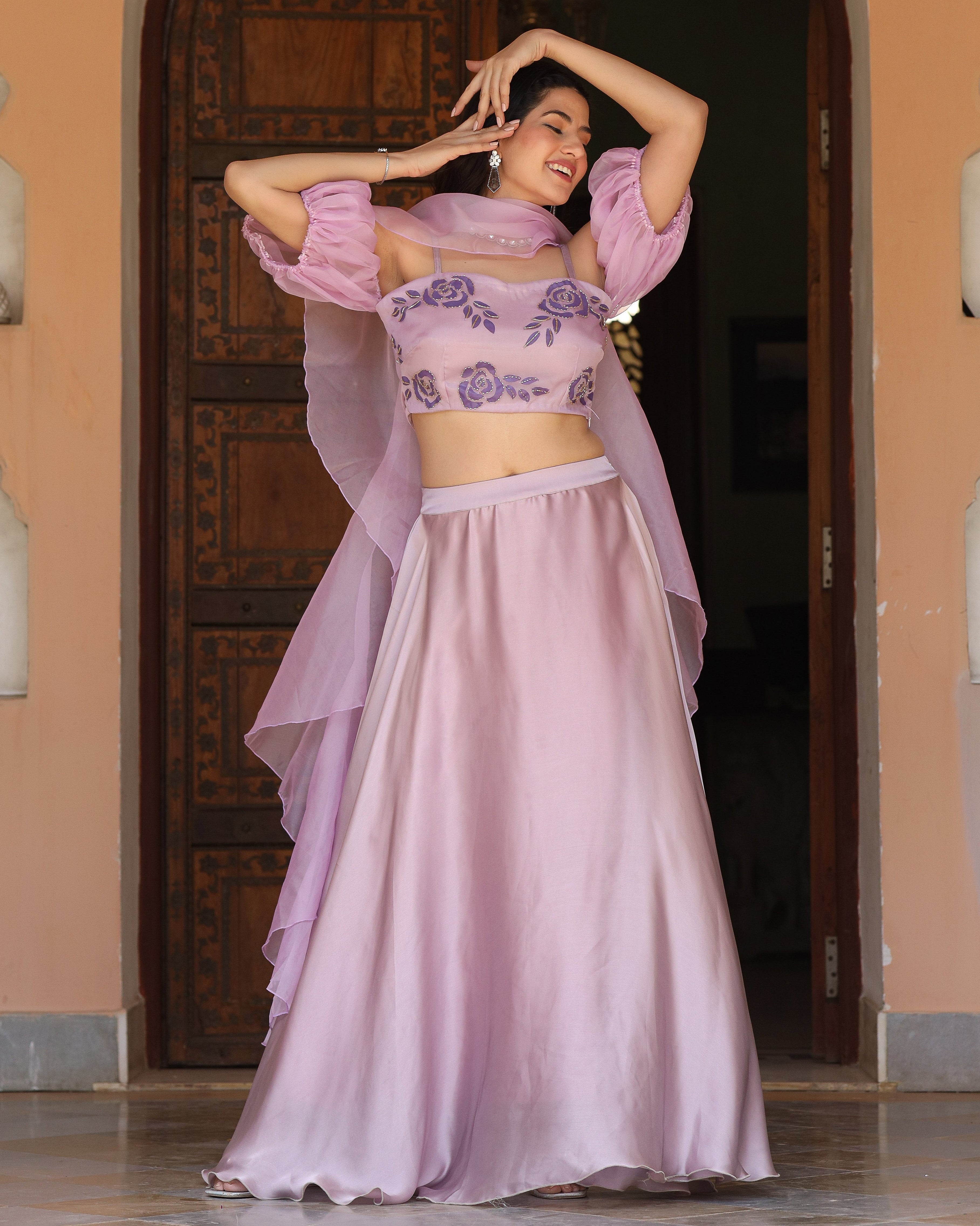 Laila Lavender Handpainted Lehenga Set