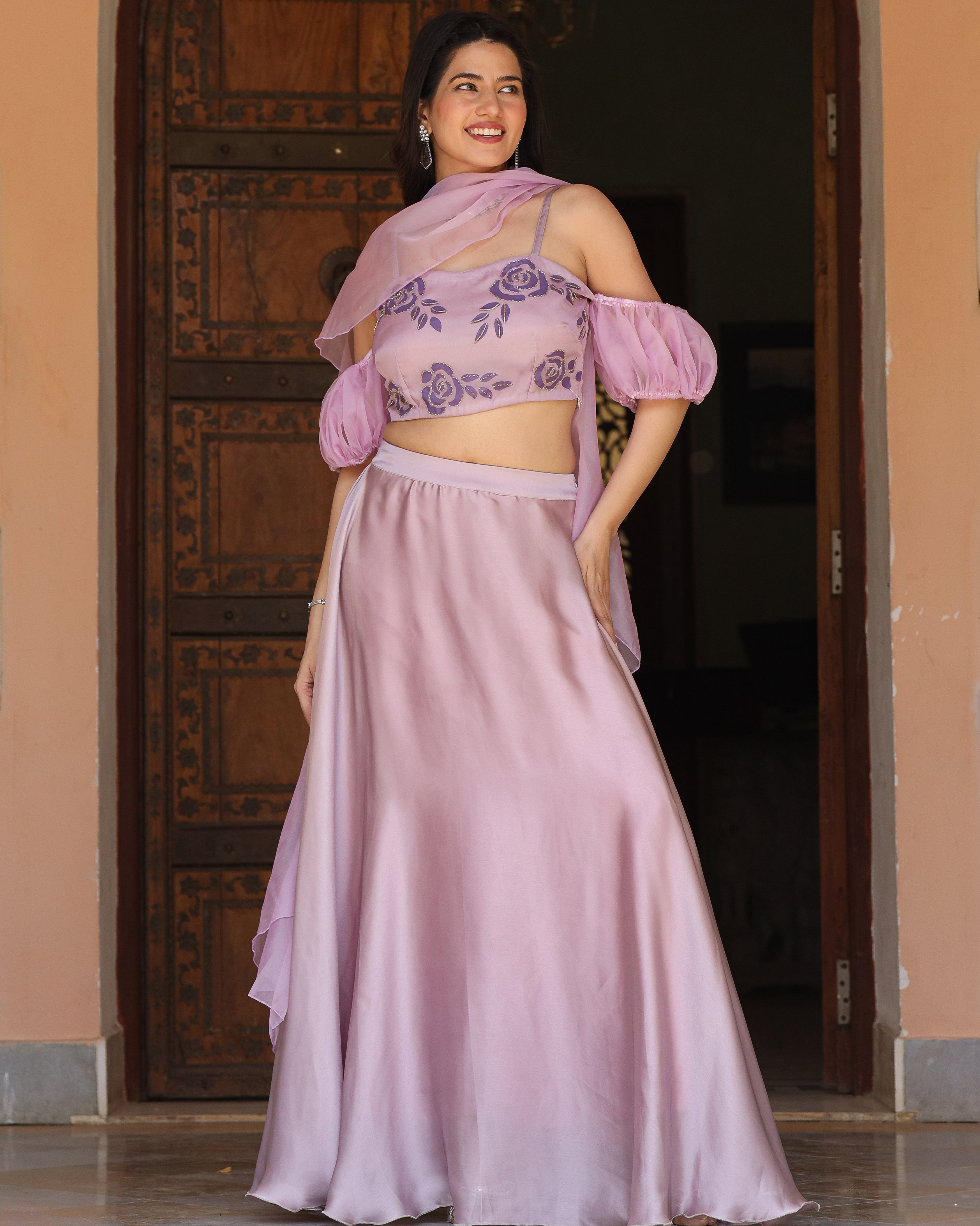 Laila Lavender Handpainted Lehenga Set