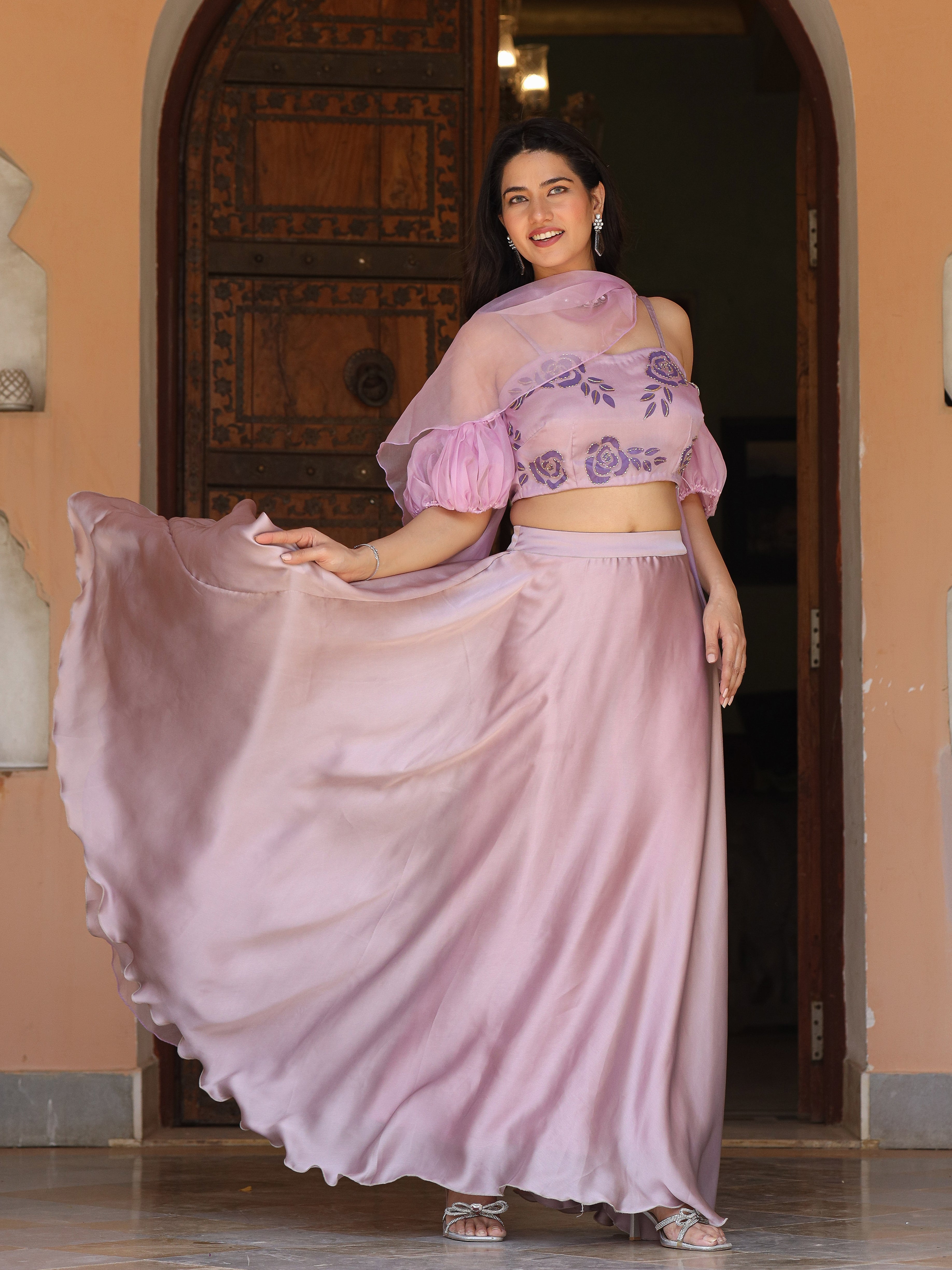 Laila Lavender Handpainted Lehenga Set