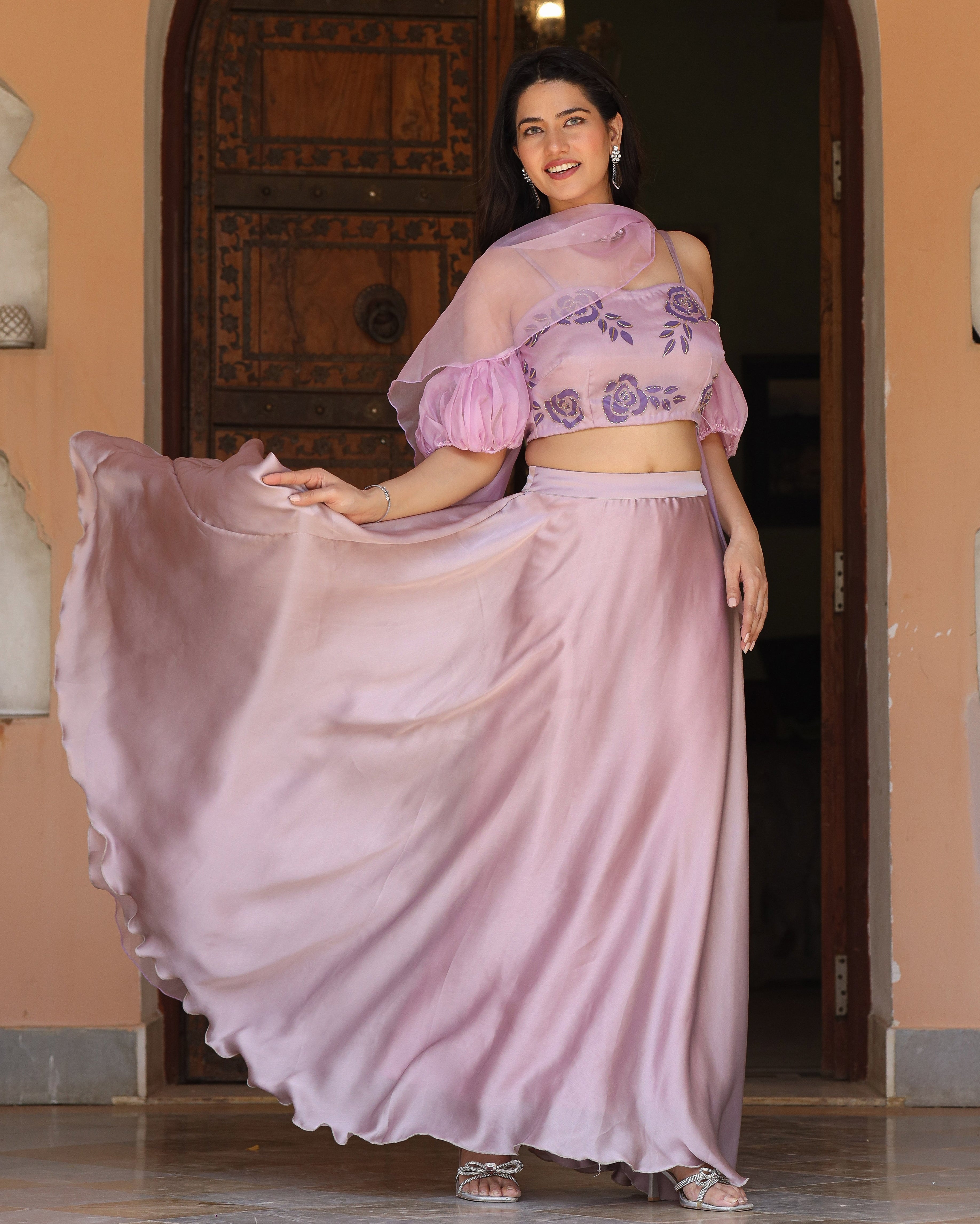 Laila Lavender Handpainted Lehenga Set