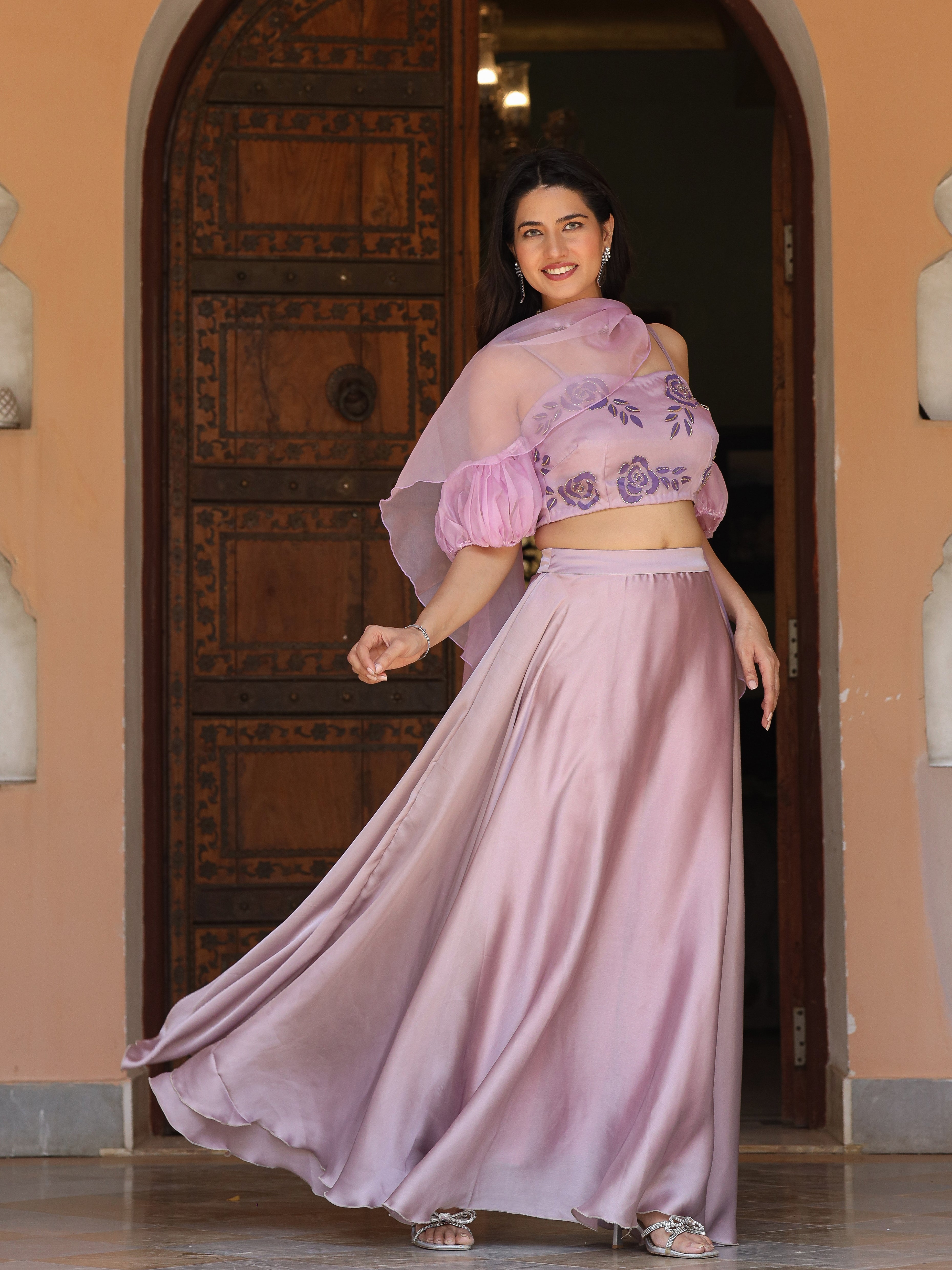 Laila Lavender Handpainted Lehenga Set