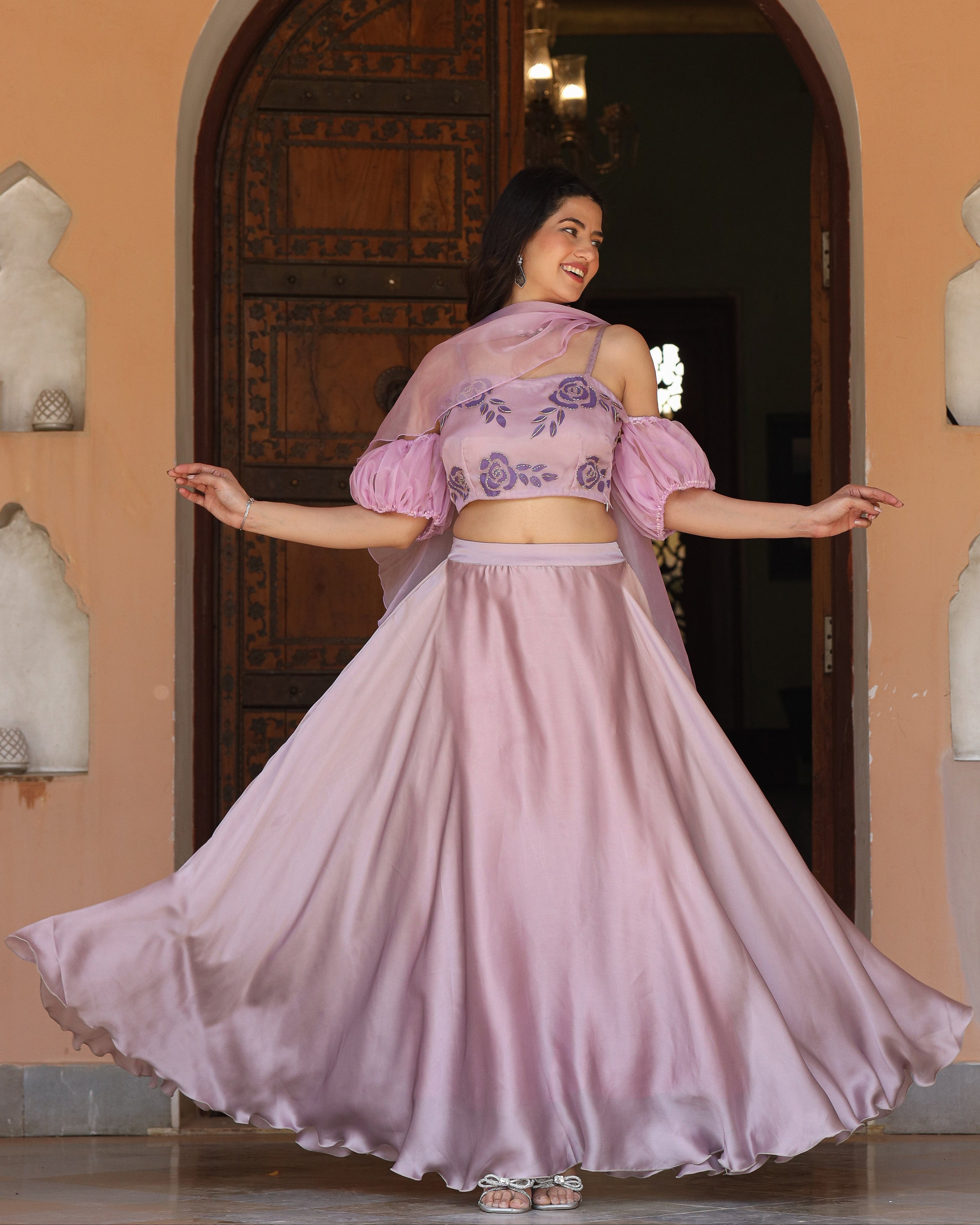 Laila Lavender Handpainted Lehenga Set