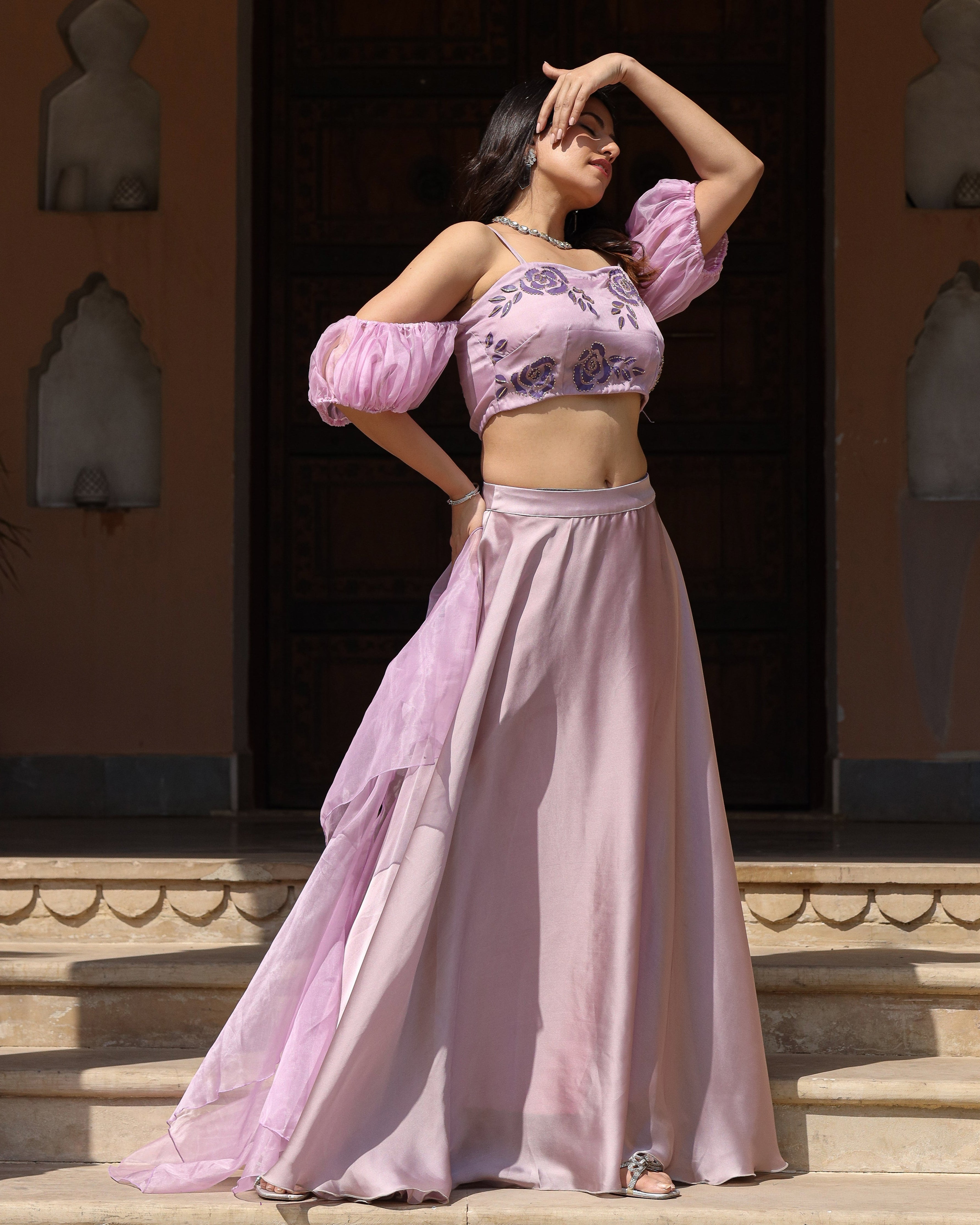 Laila Lavender Handpainted Lehenga Set