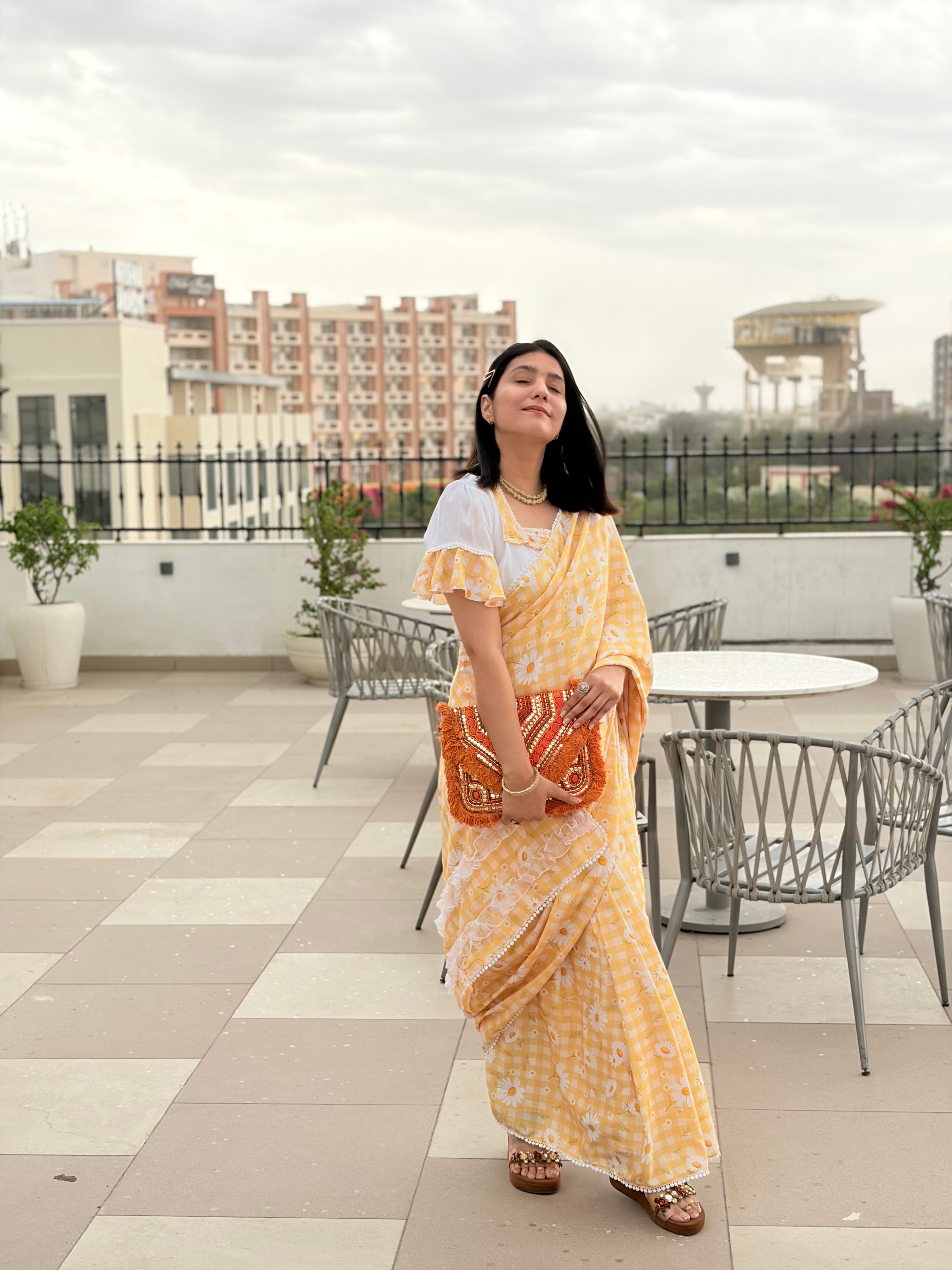 Bloom Yellow Floral Saree
