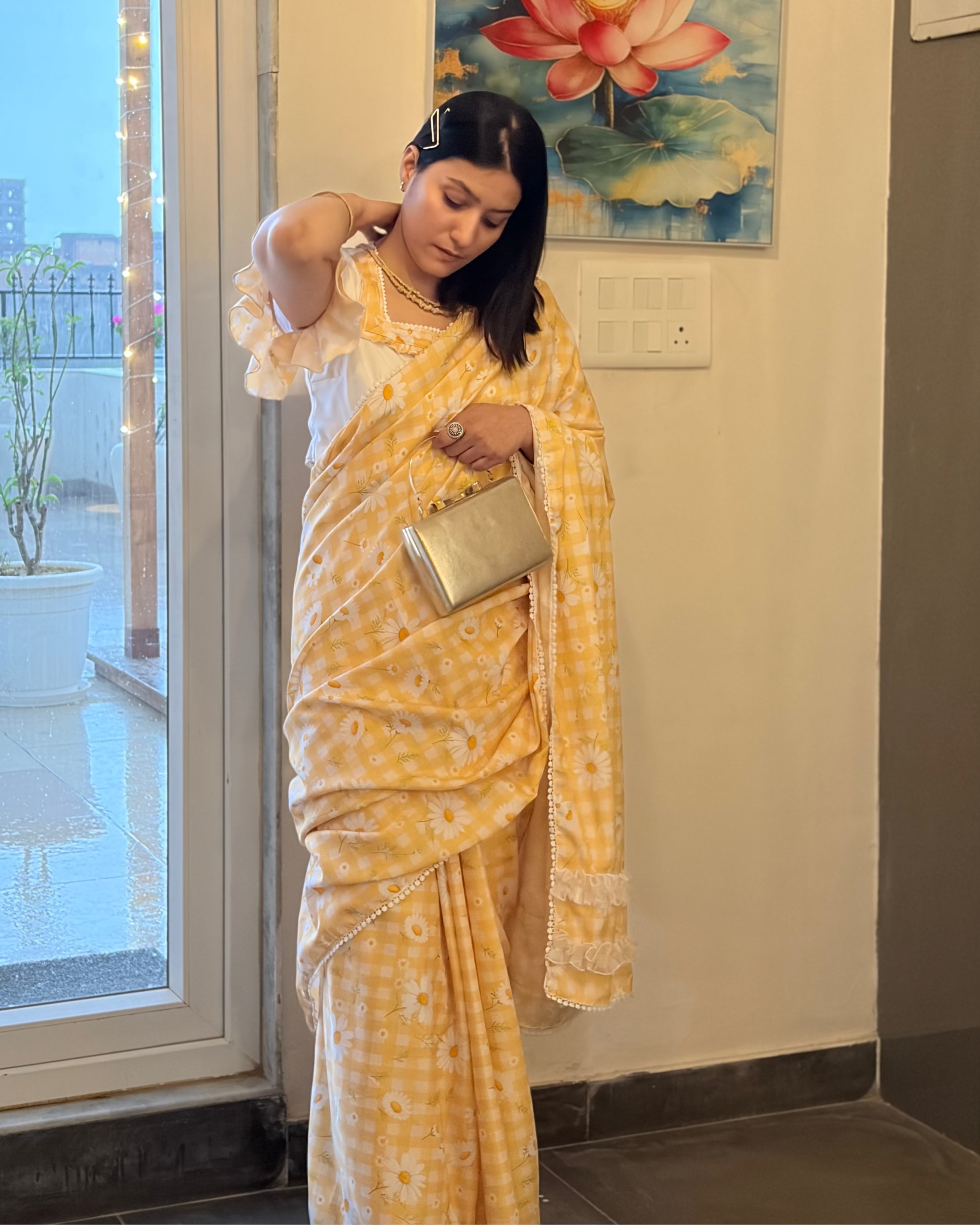 Bloom Yellow Floral Saree