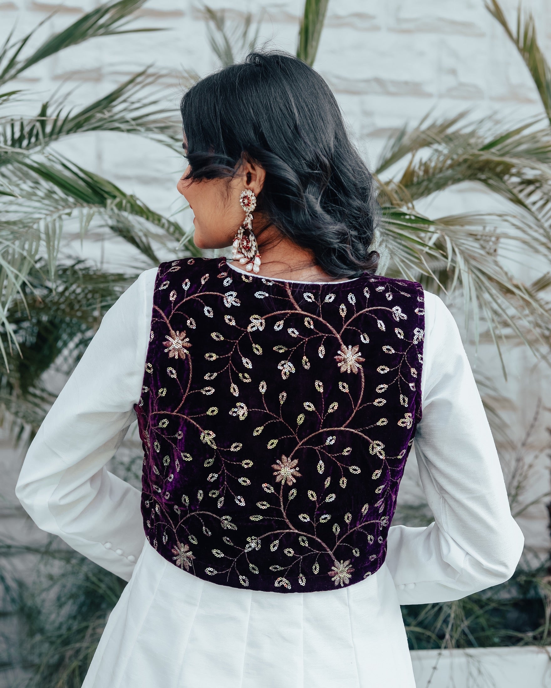 Heily White Purple Gown With Potli