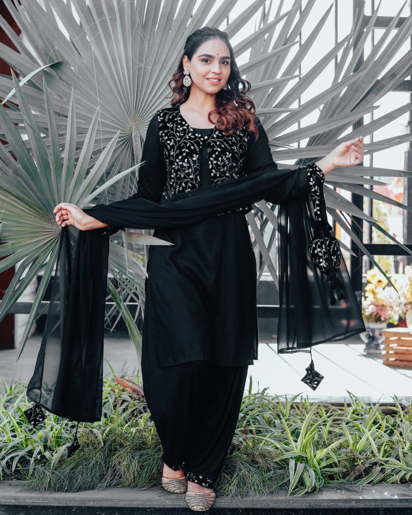 Raha Black Embroidered Suit Set