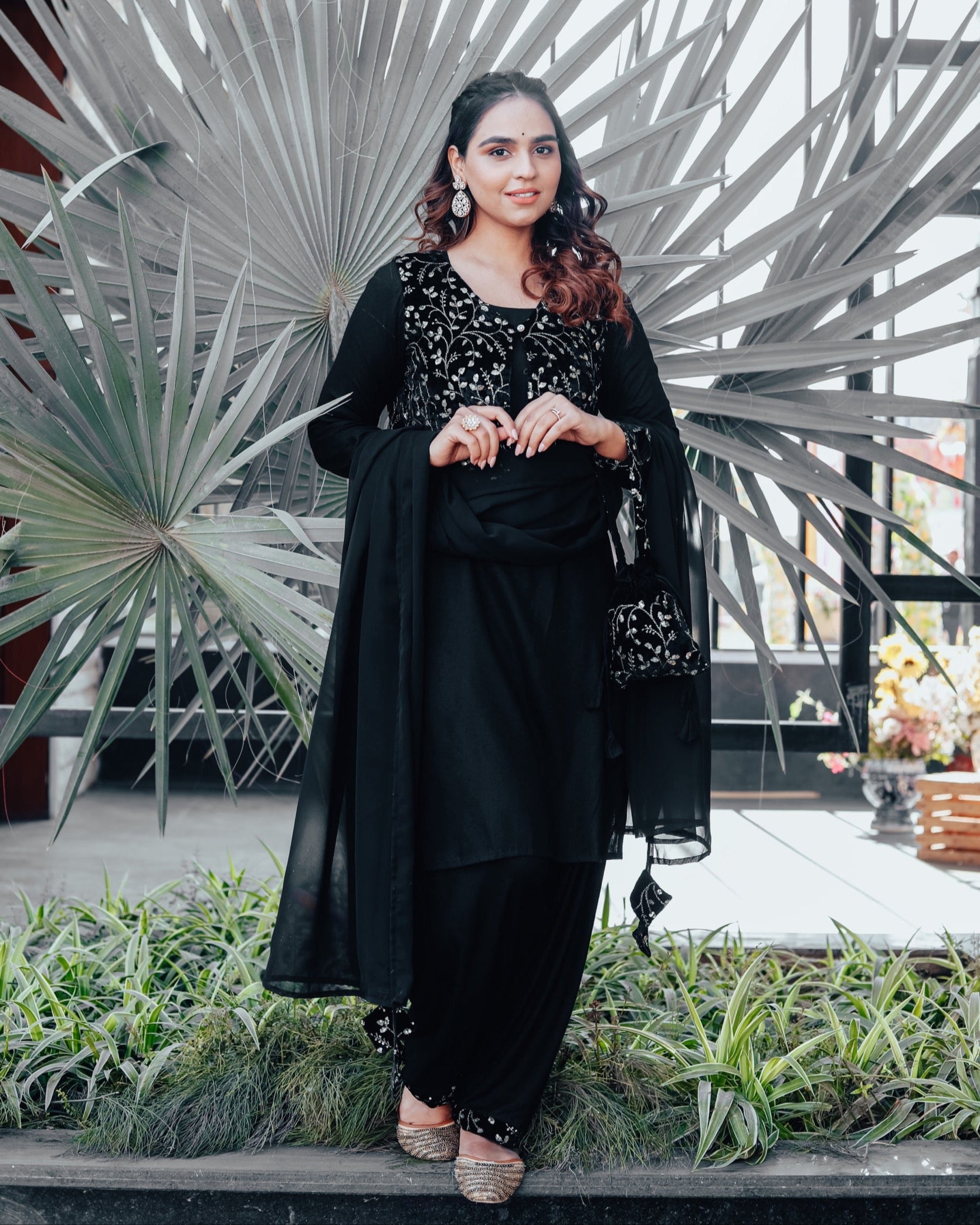 Raha Black Embroidered Suit Set