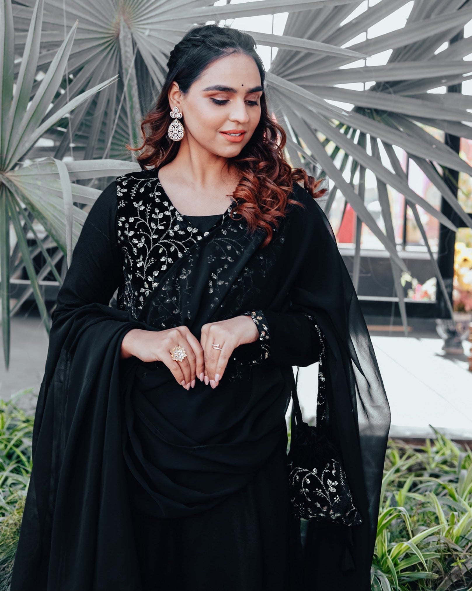 Raha Black Embroidered Suit Set