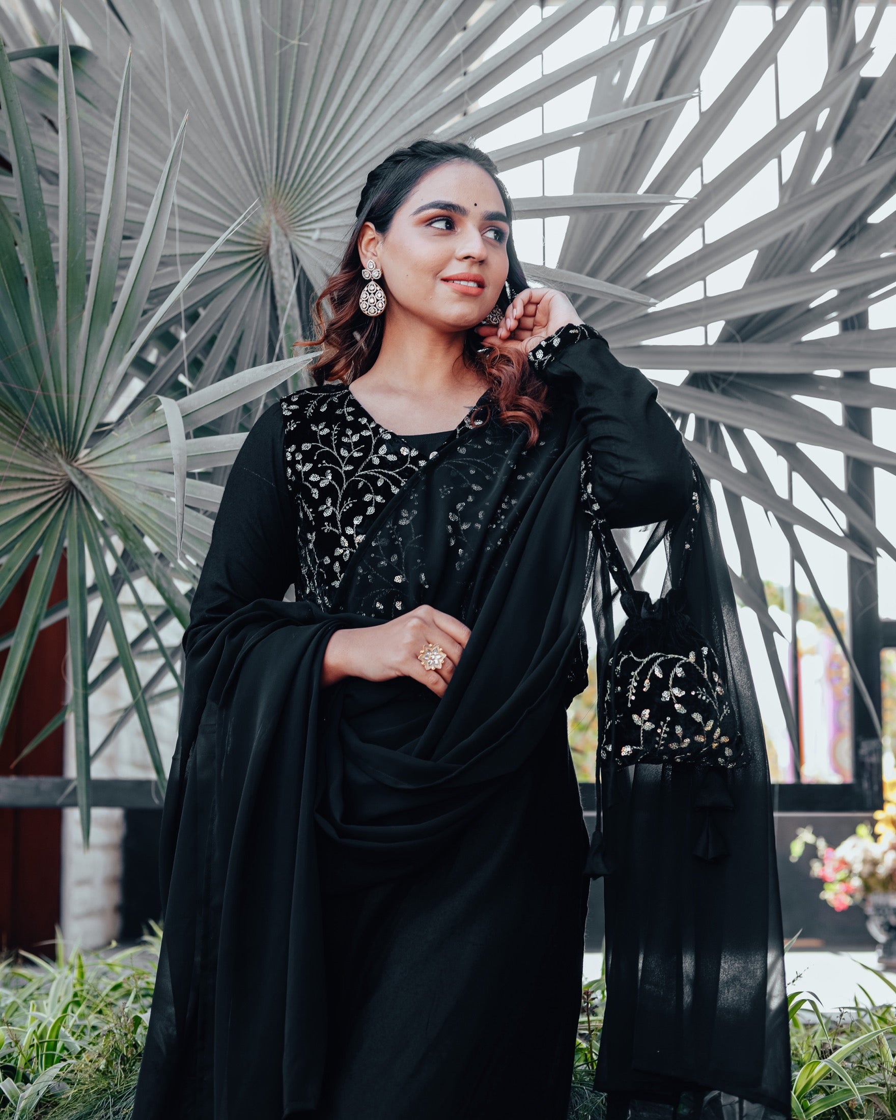 Raha Black Embroidered Suit Set