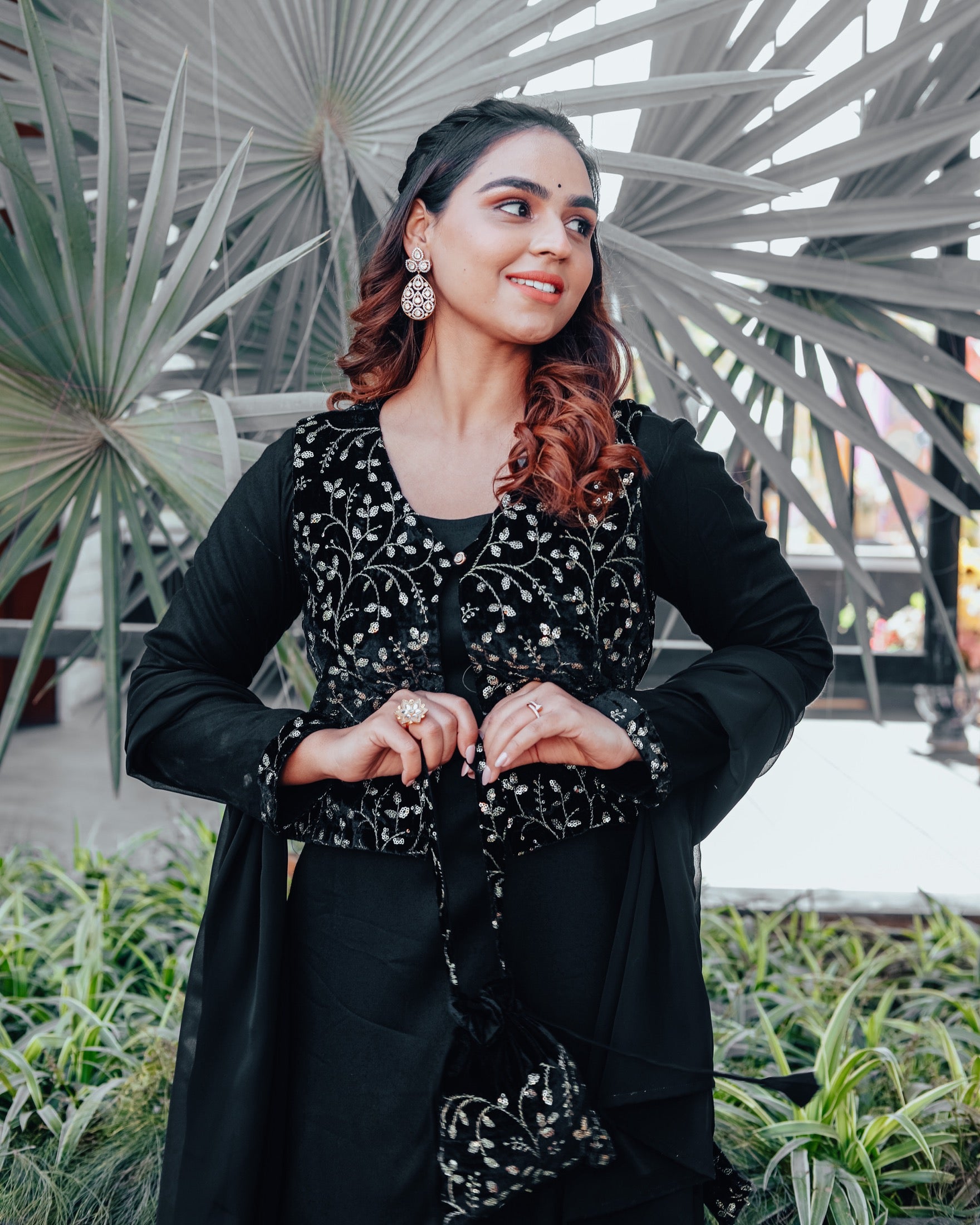 Raha Black Embroidered Suit Set