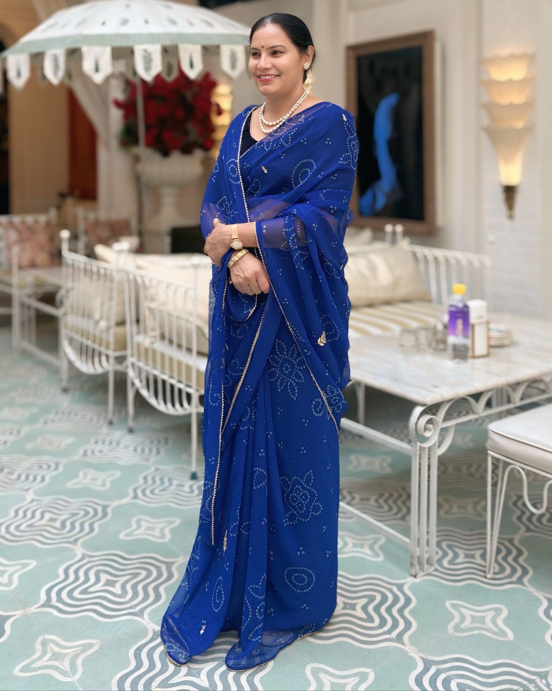 Neelam Blue Bandhani Saree