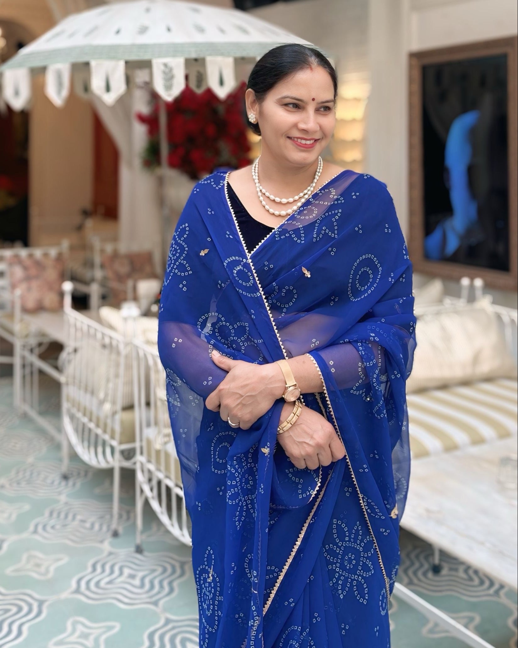 Neelam Blue Bandhani Saree