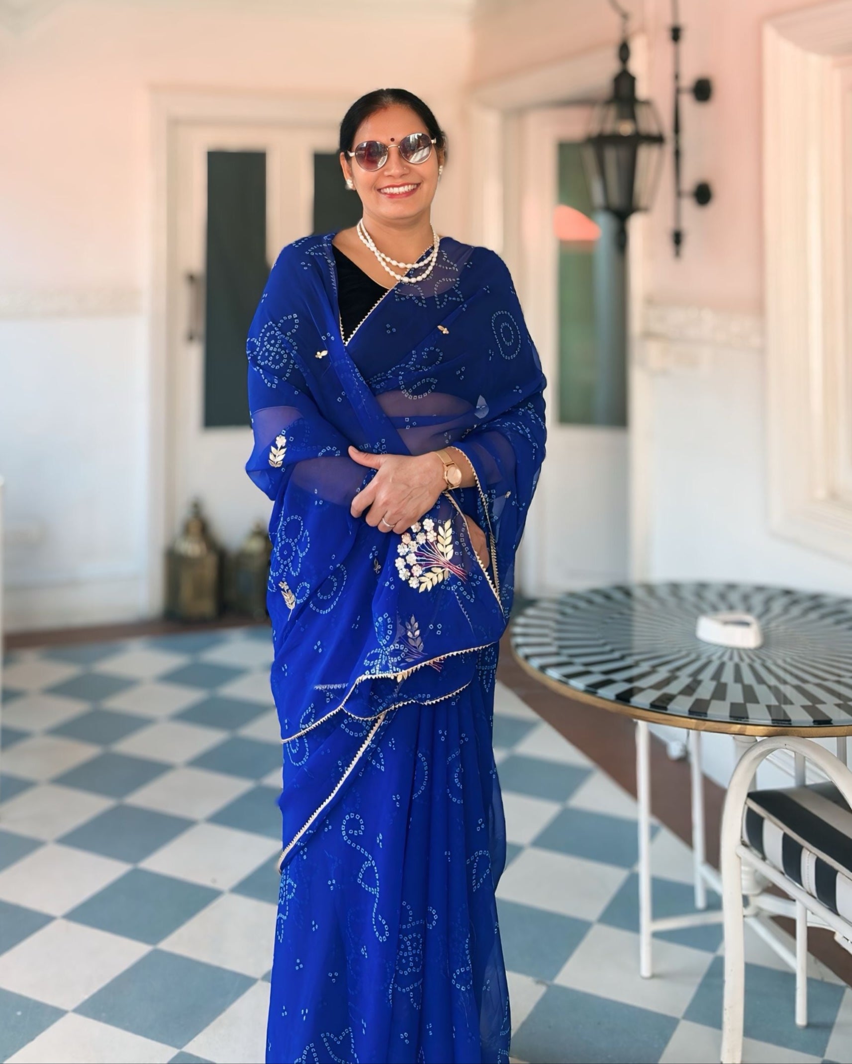 Neelam Blue Bandhani Saree