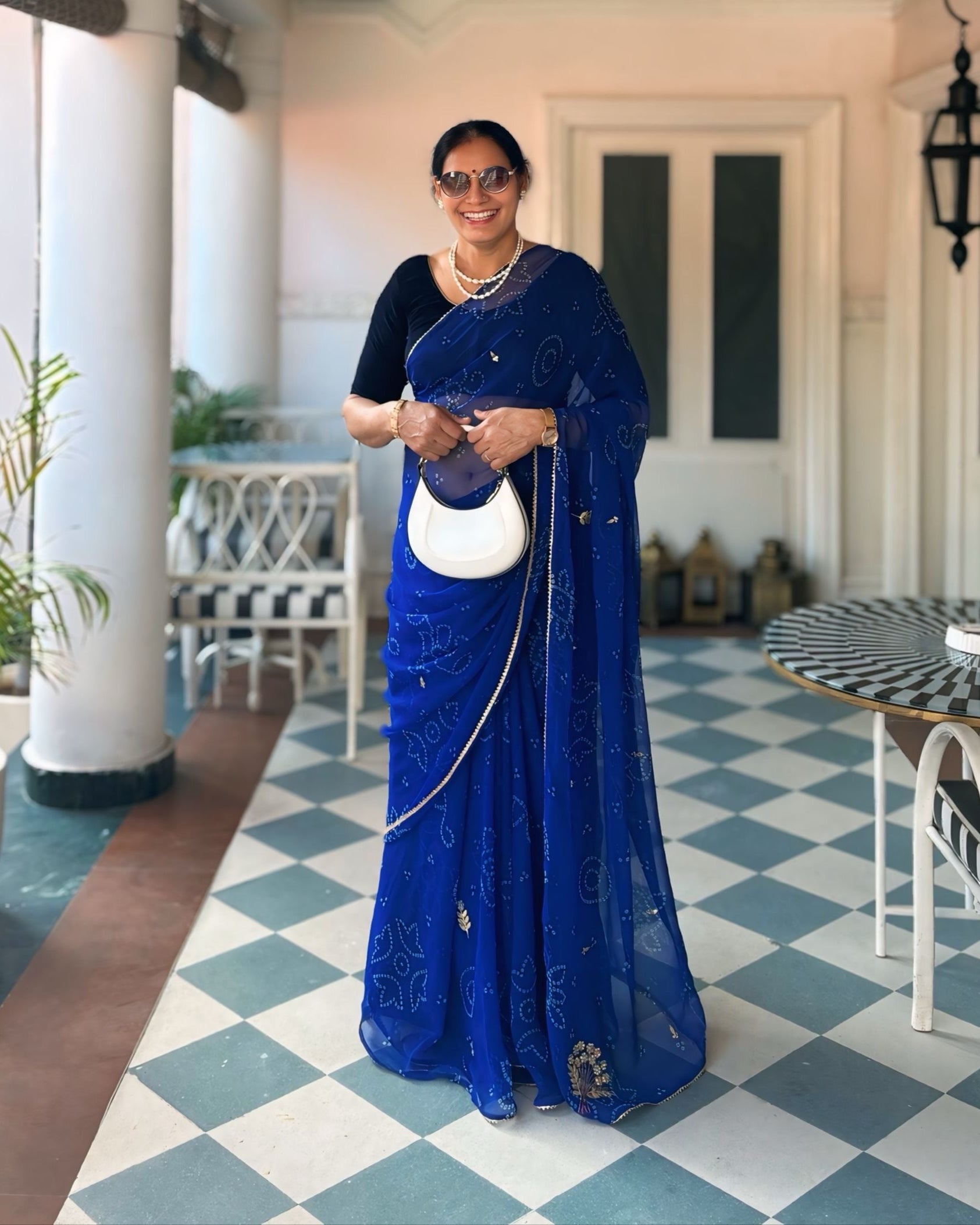 Neelam Blue Bandhani Saree