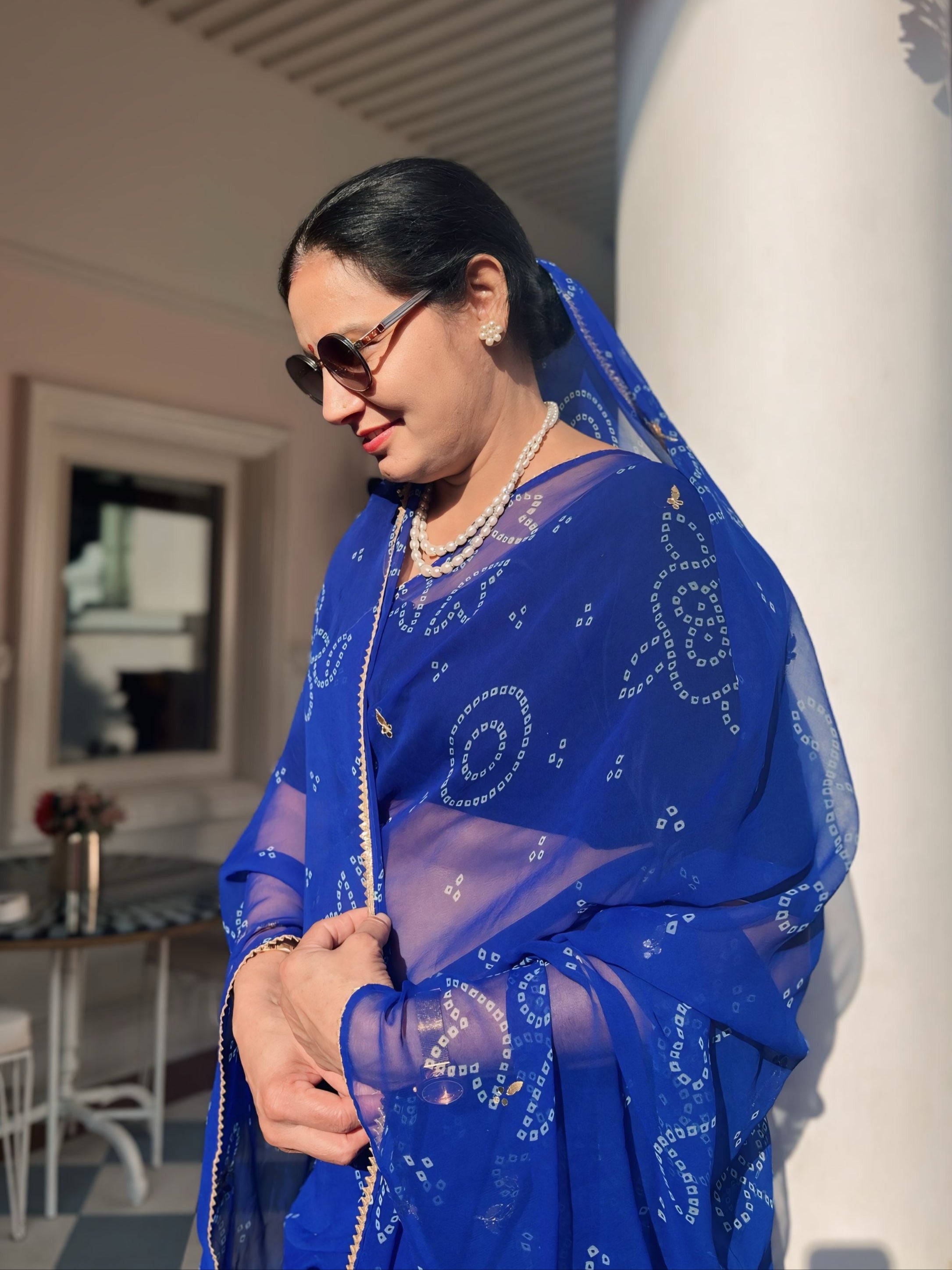 Neelam Blue Bandhani Saree