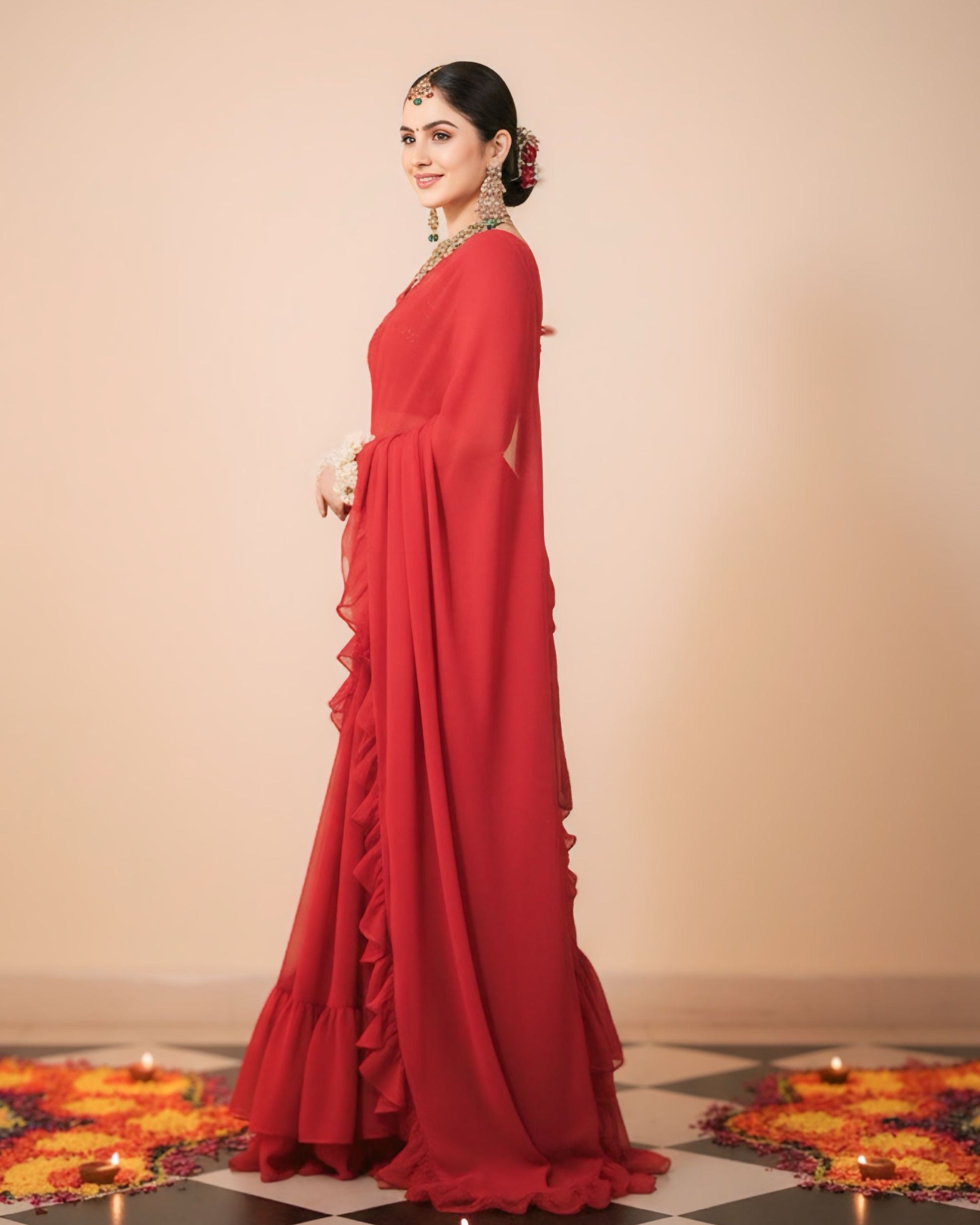 Rose Red Royale Draped Saree