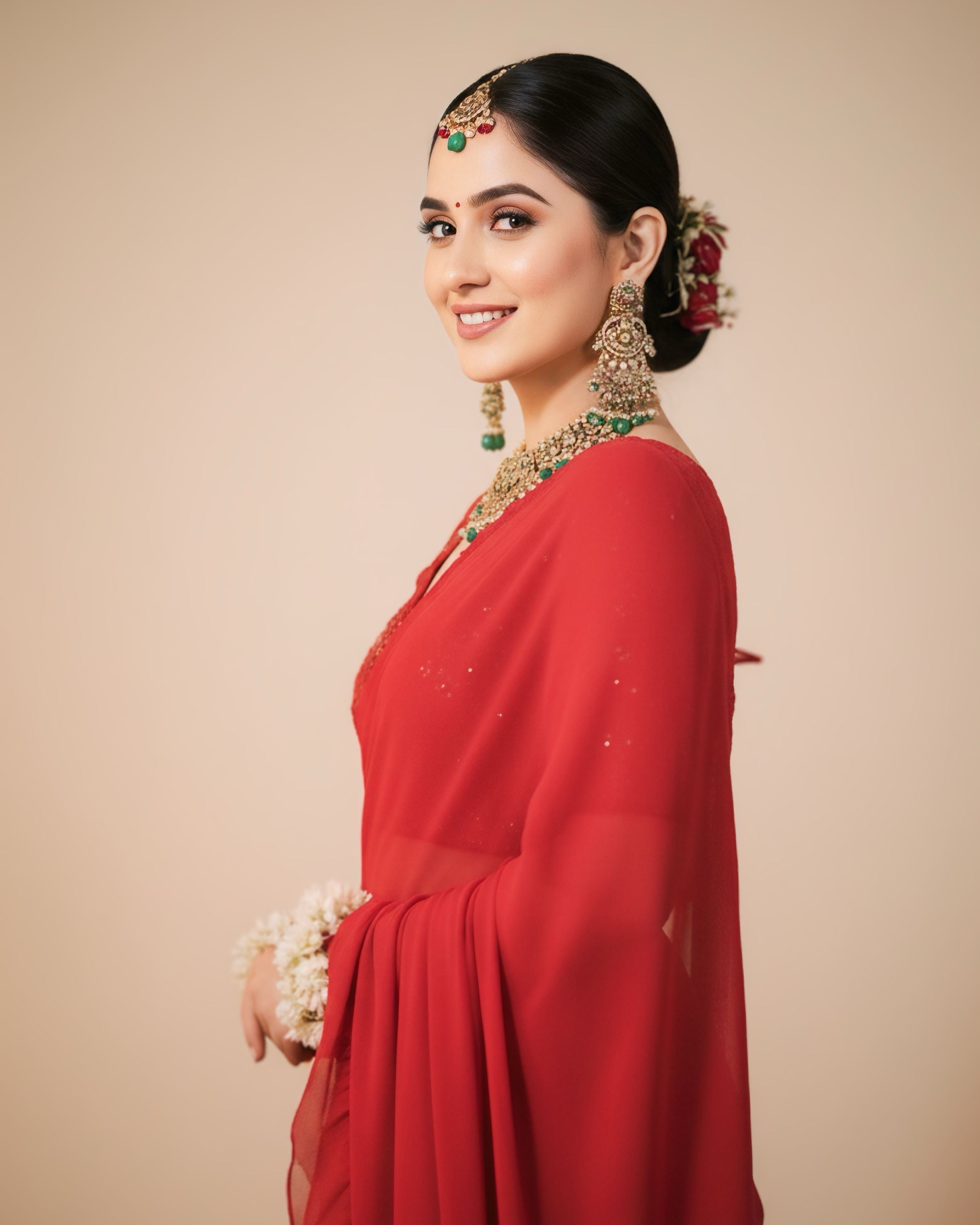 Rose Red Royale Draped Saree