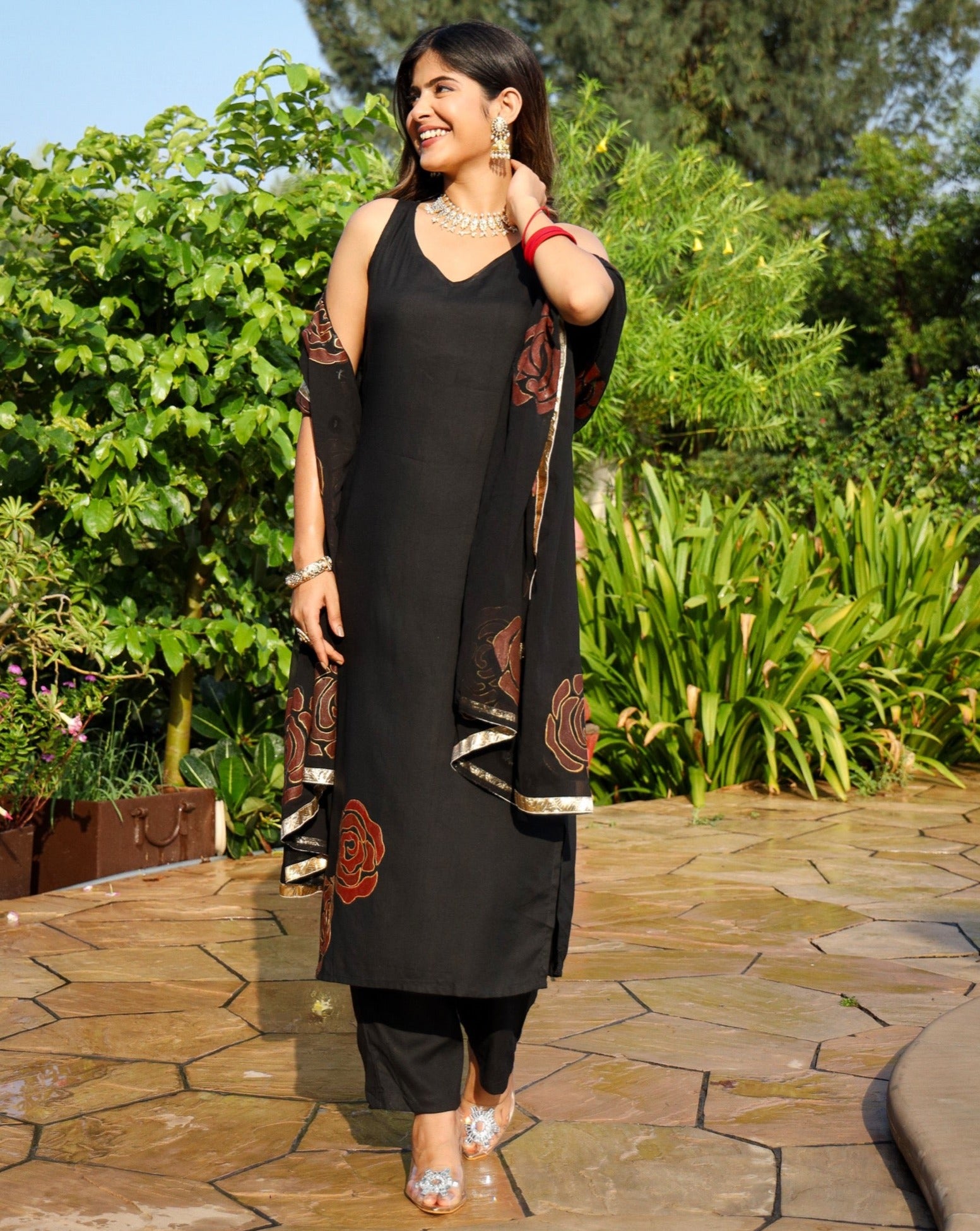 Manya Black Handpaint Suit Set