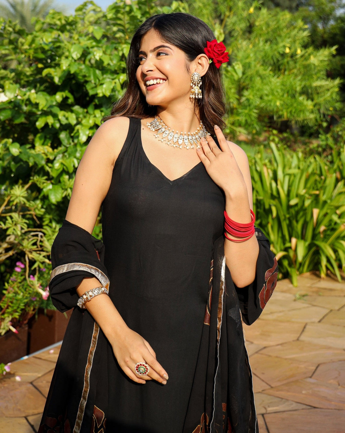 Manya Black Handpaint Suit Set
