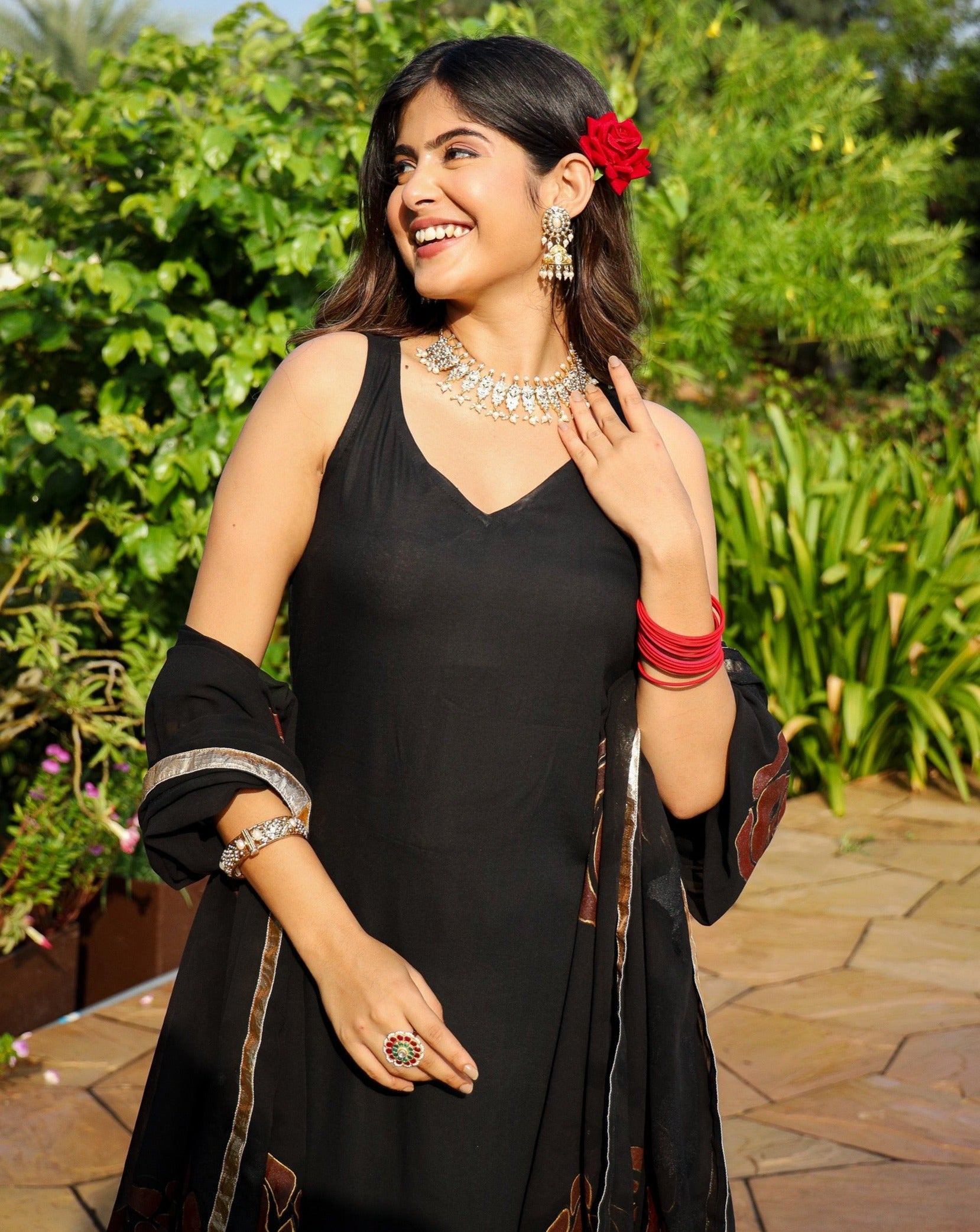 Manya Black Handpaint Suit Set