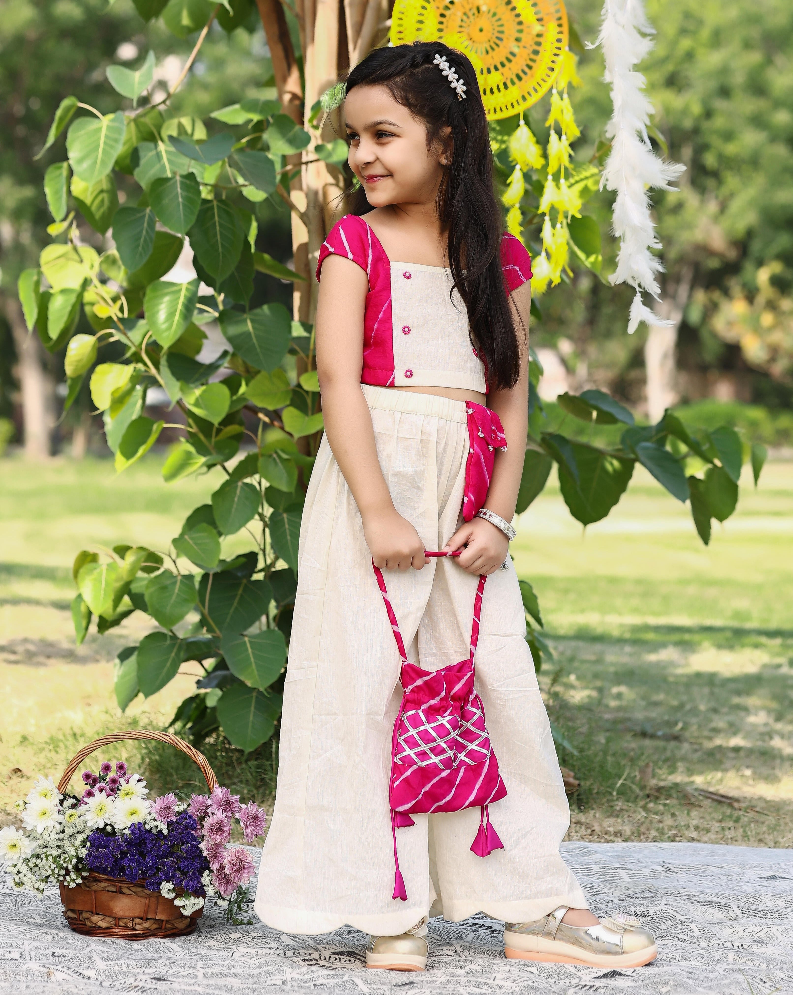 Sweet Pink Leheriya Patch Co-ord Set