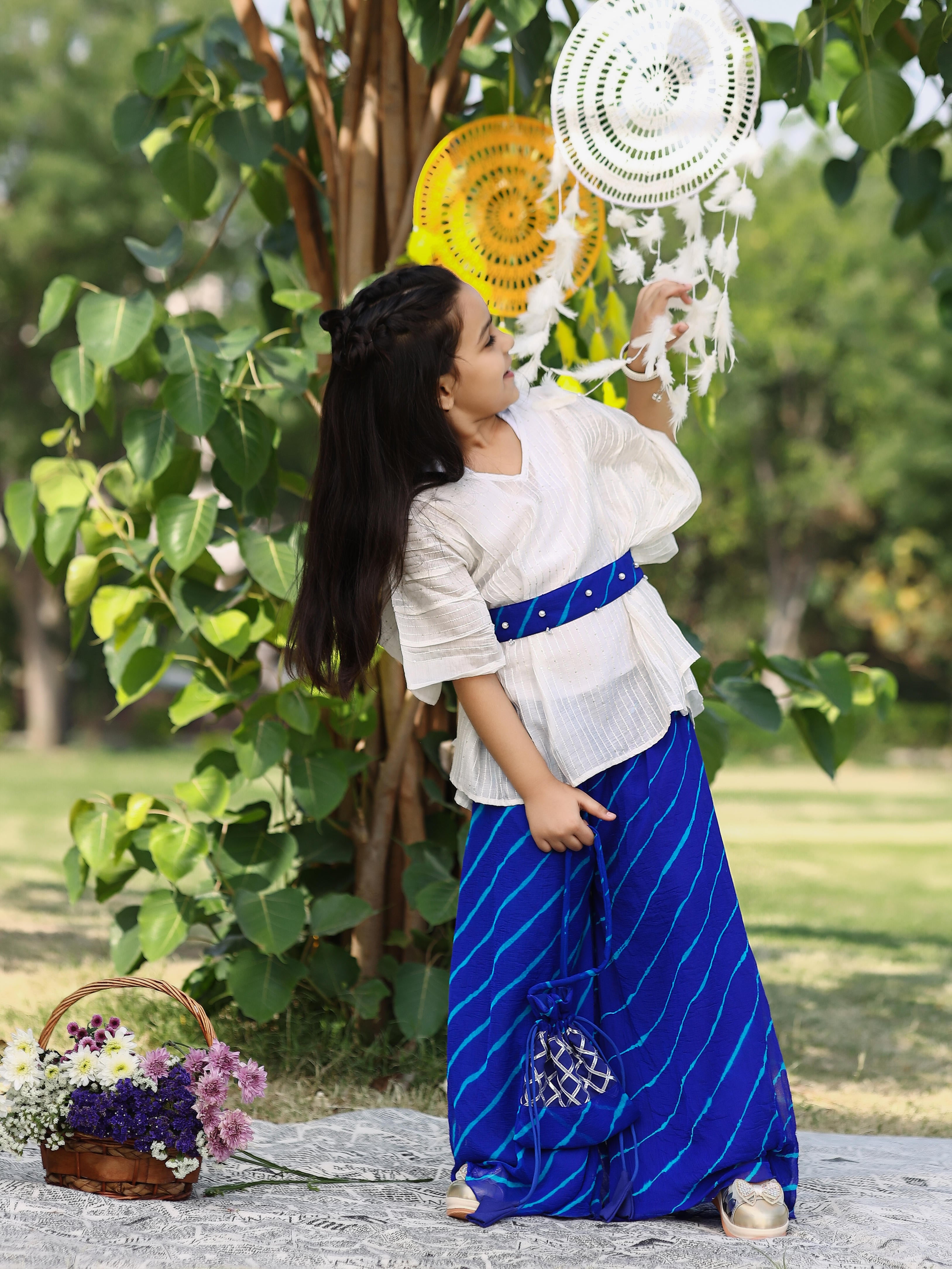 Flowy White Kaftan Set