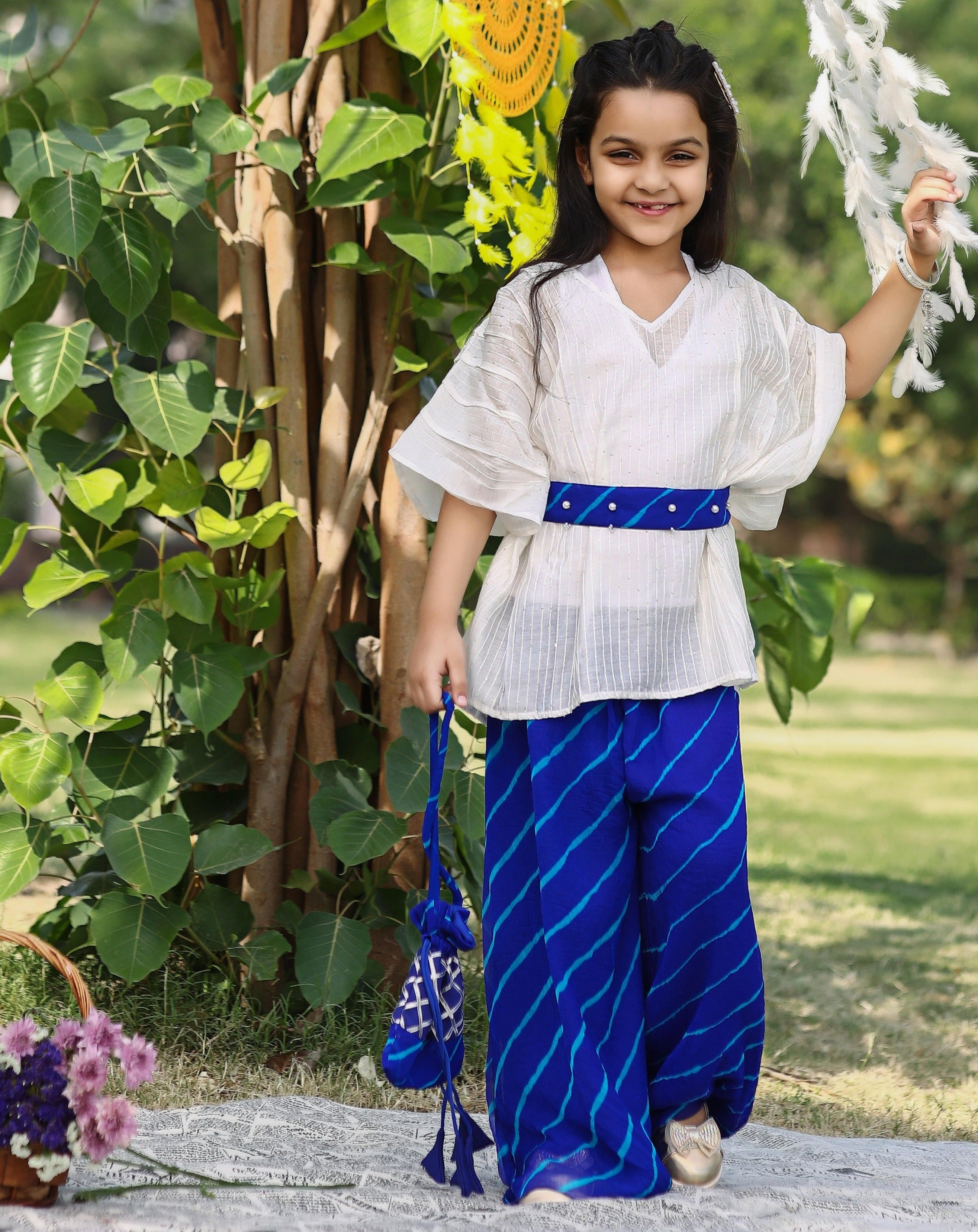 Flowy White Kaftan Set