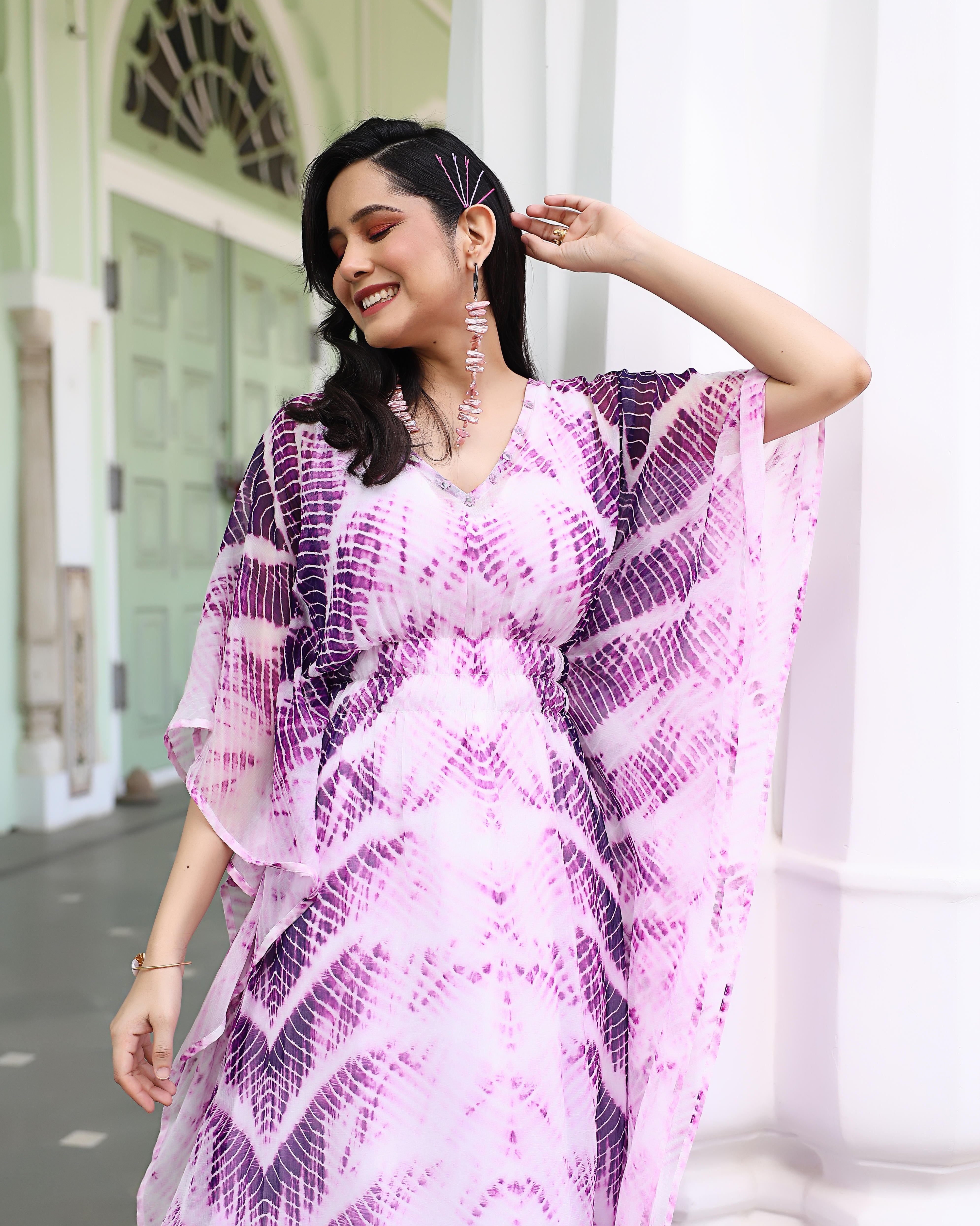 Floppy Lavender Tie- Dye Kaftan