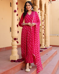 Anya Pink Leheriya frilled Gown