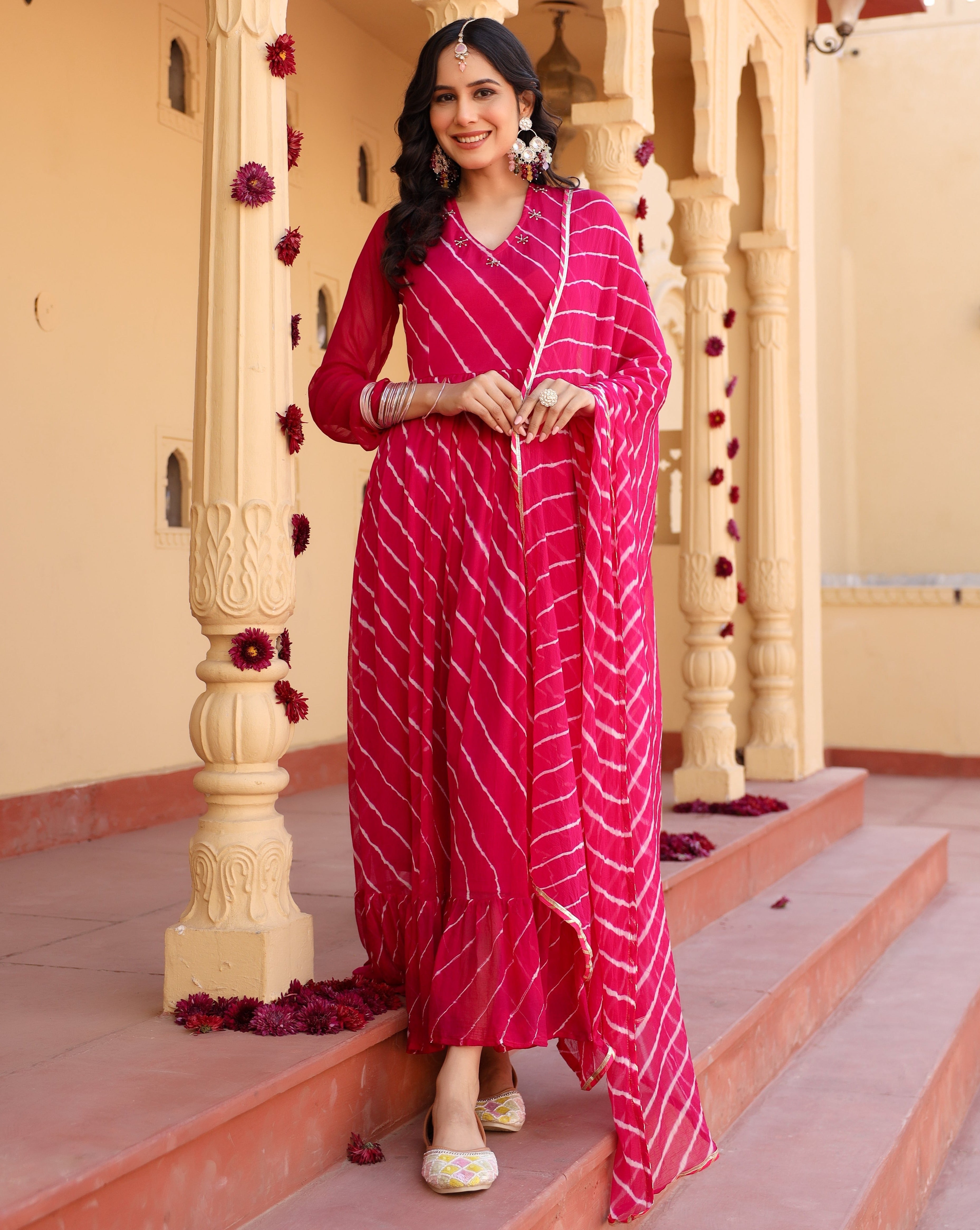 Anya Pink Leheriya frilled Gown