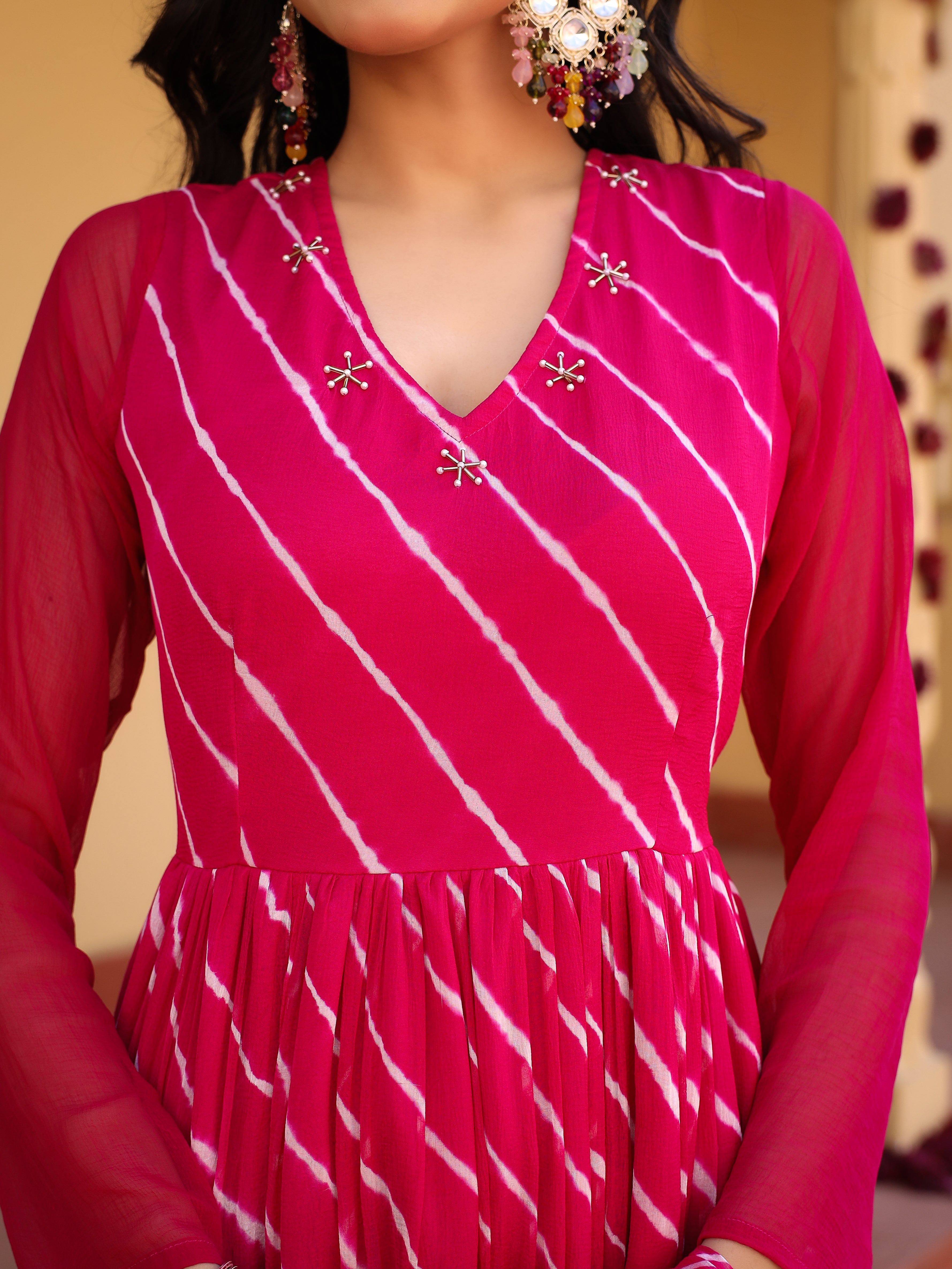 Anya Pink Leheriya frilled Gown