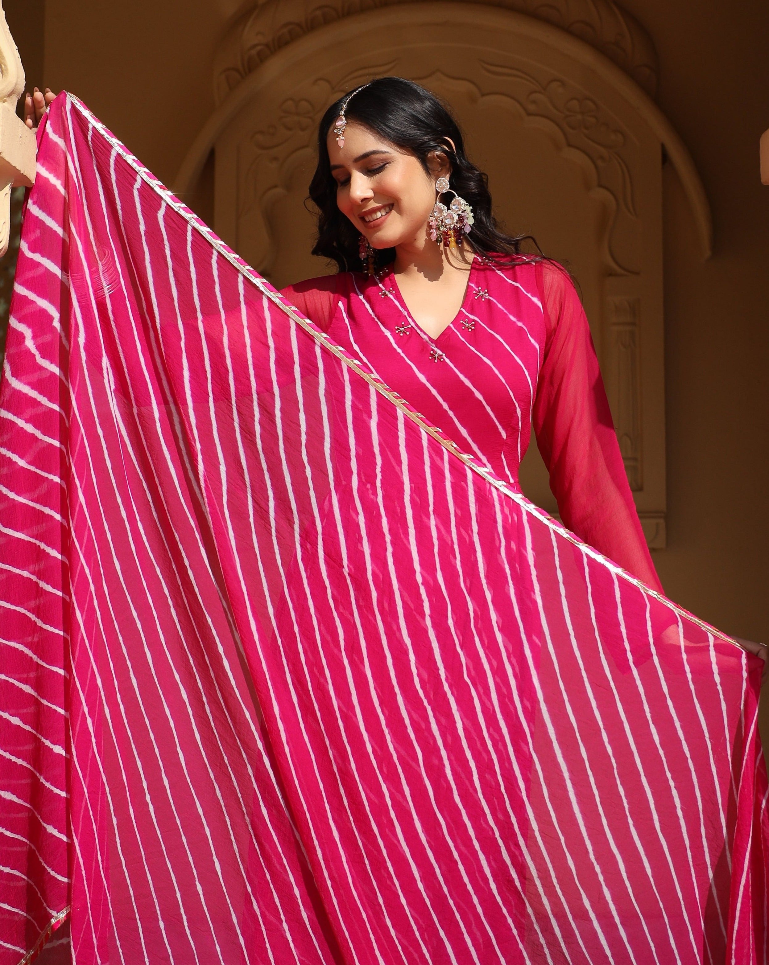 Anya Pink Leheriya frilled Gown