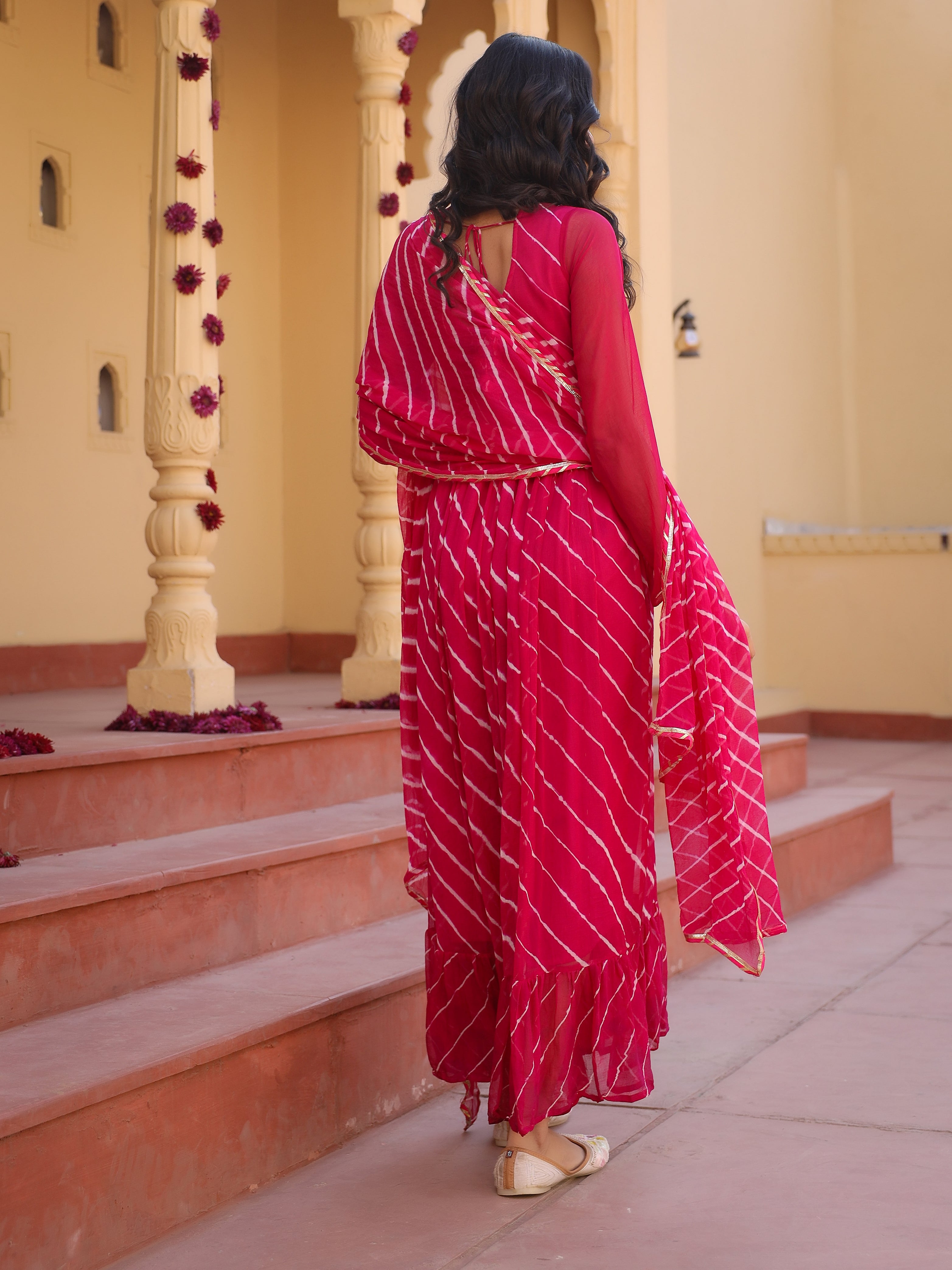 Anya Pink Leheriya frilled Gown