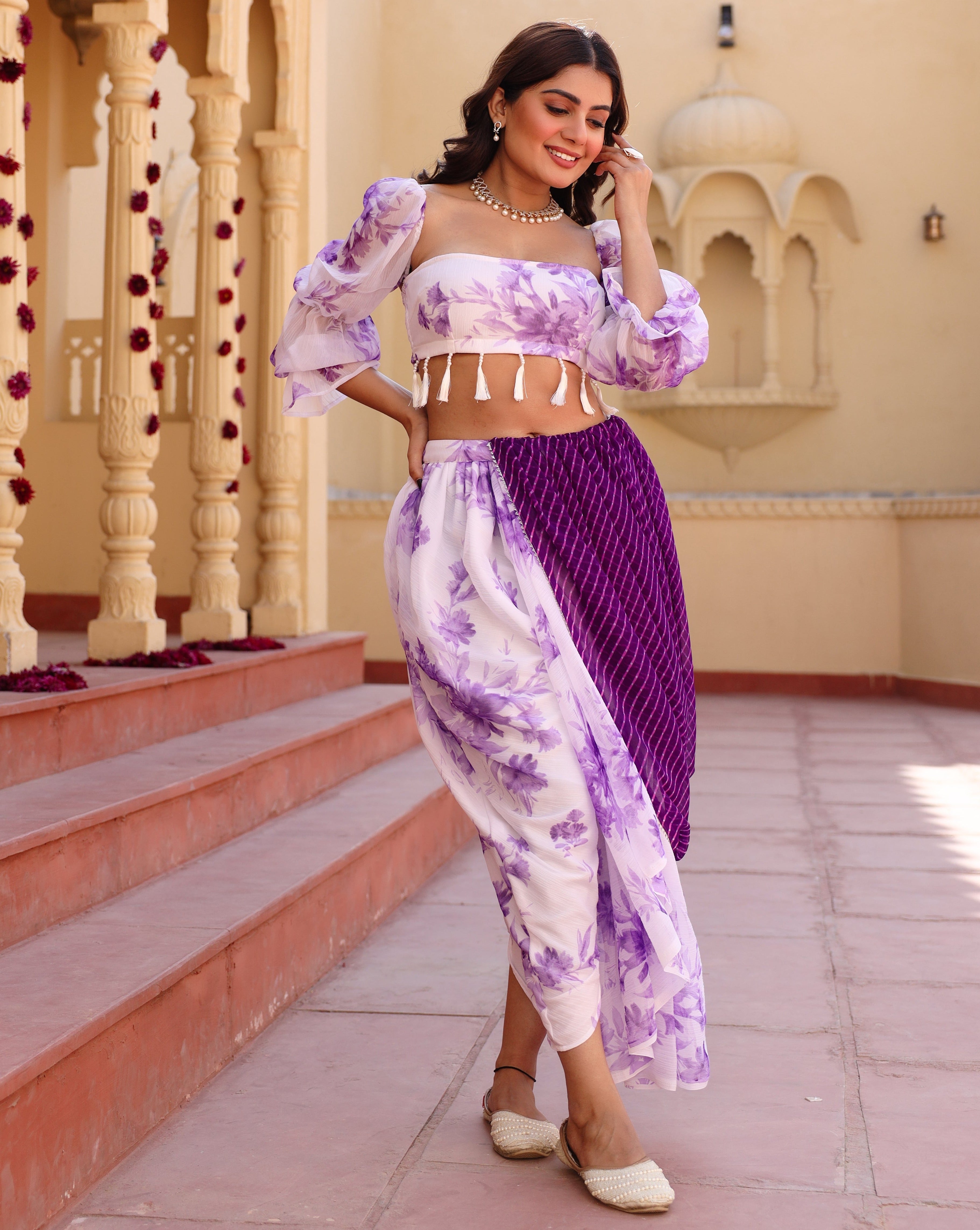Zaira Levender Floral Dhoti Dress