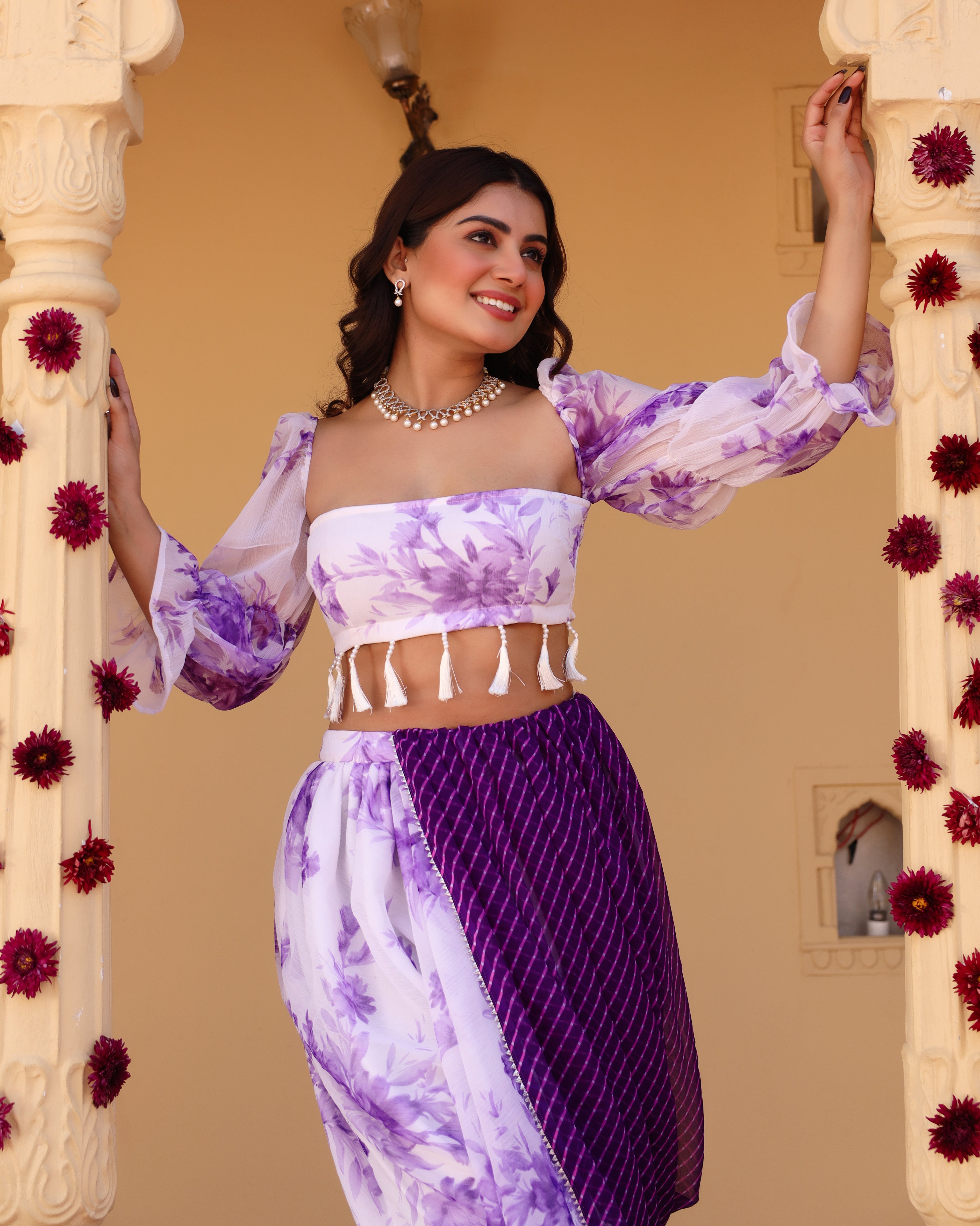Zaira Levender Floral Dhoti Dress
